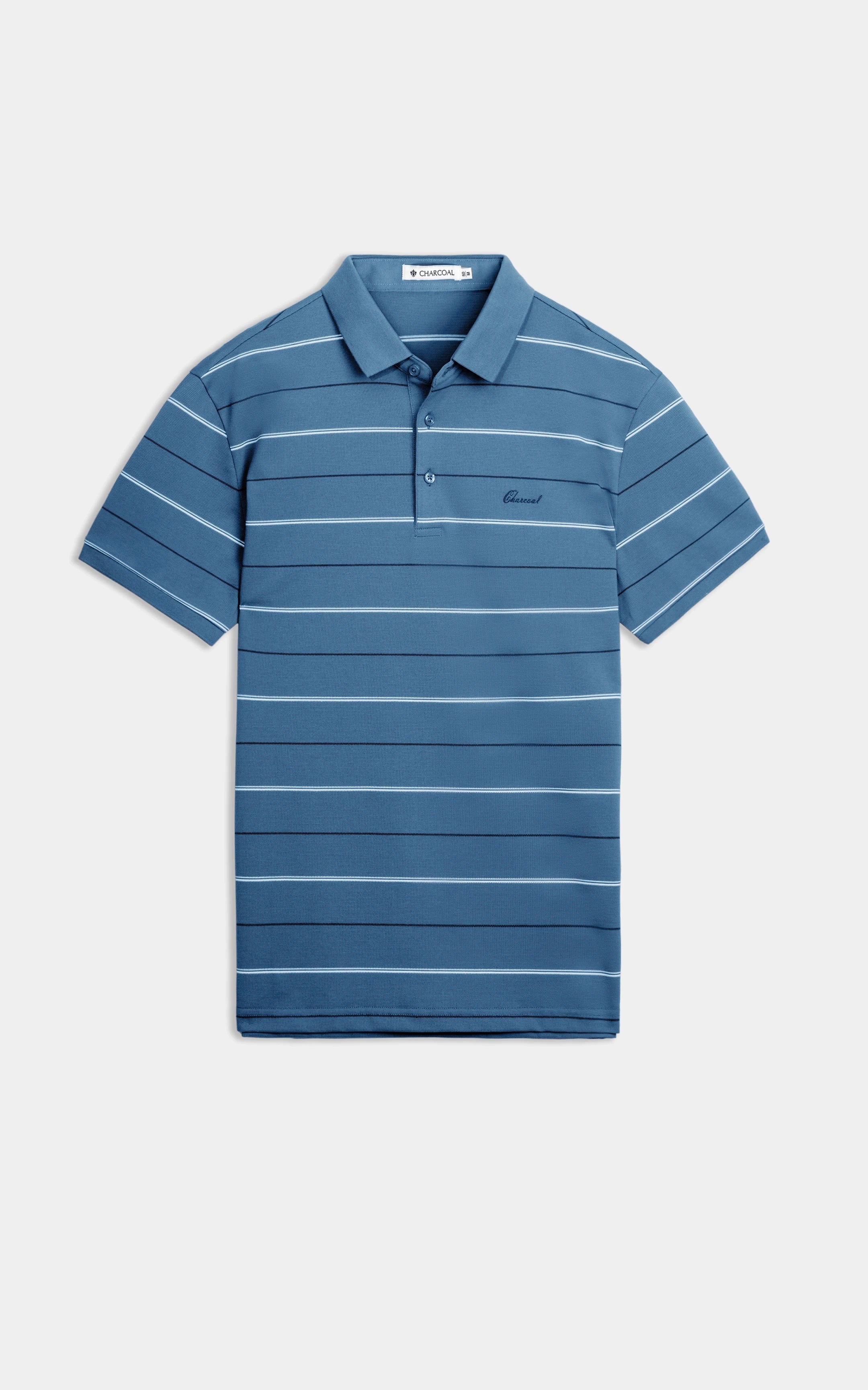 SMART FIT CLASSIC PREMIUM STRIPED POLO SHIRT TEAL BLUE