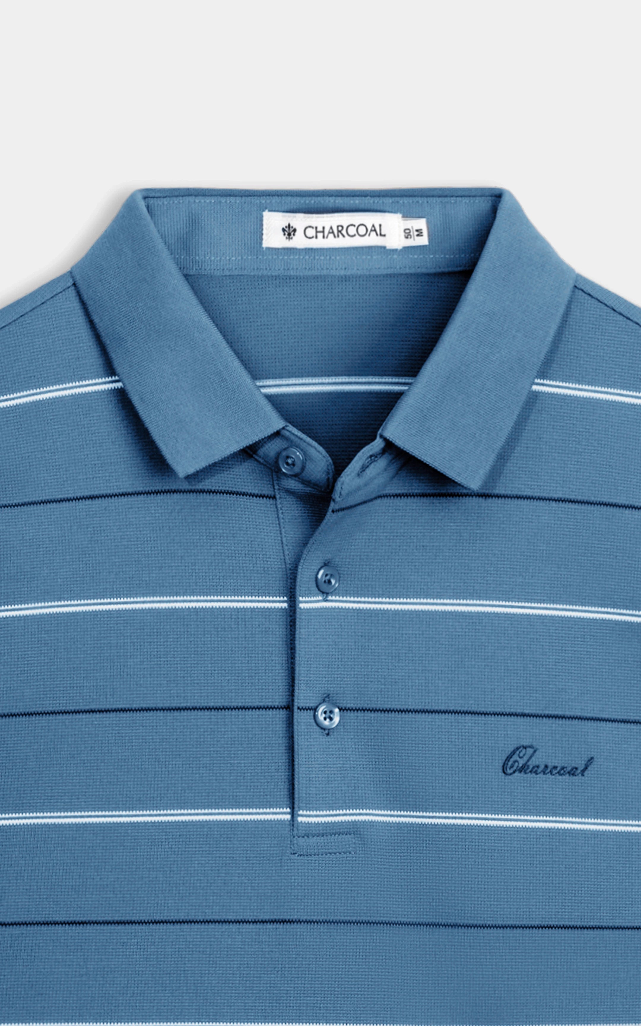 SMART FIT CLASSIC PREMIUM STRIPED POLO SHIRT TEAL BLUE