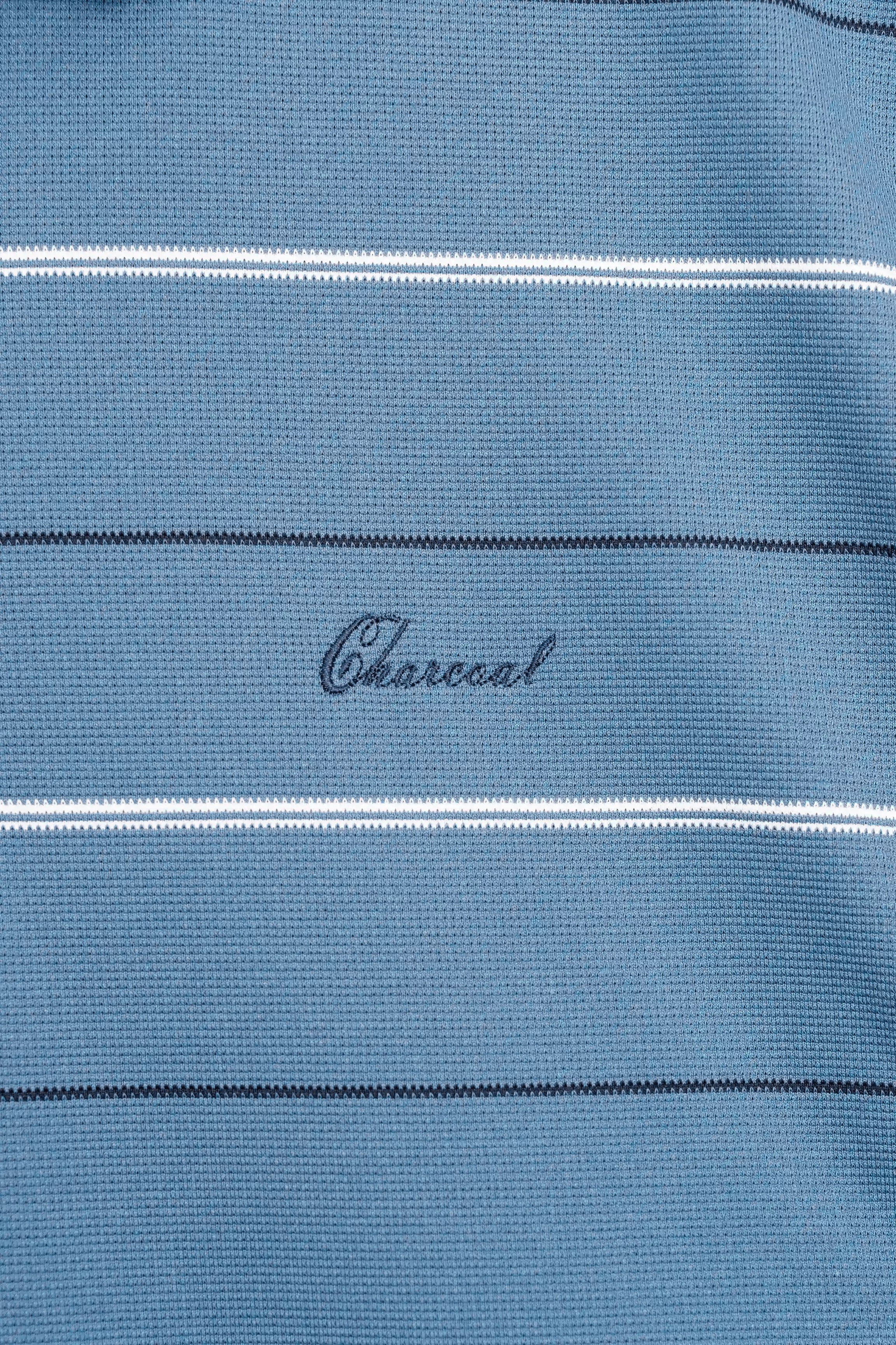 SMART FIT CLASSIC PREMIUM STRIPED POLO SHIRT TEAL BLUE