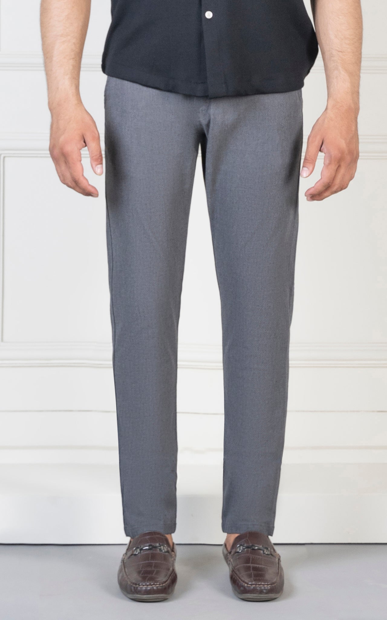 SLIM FIT TEXTURED PANT CHARCOAL