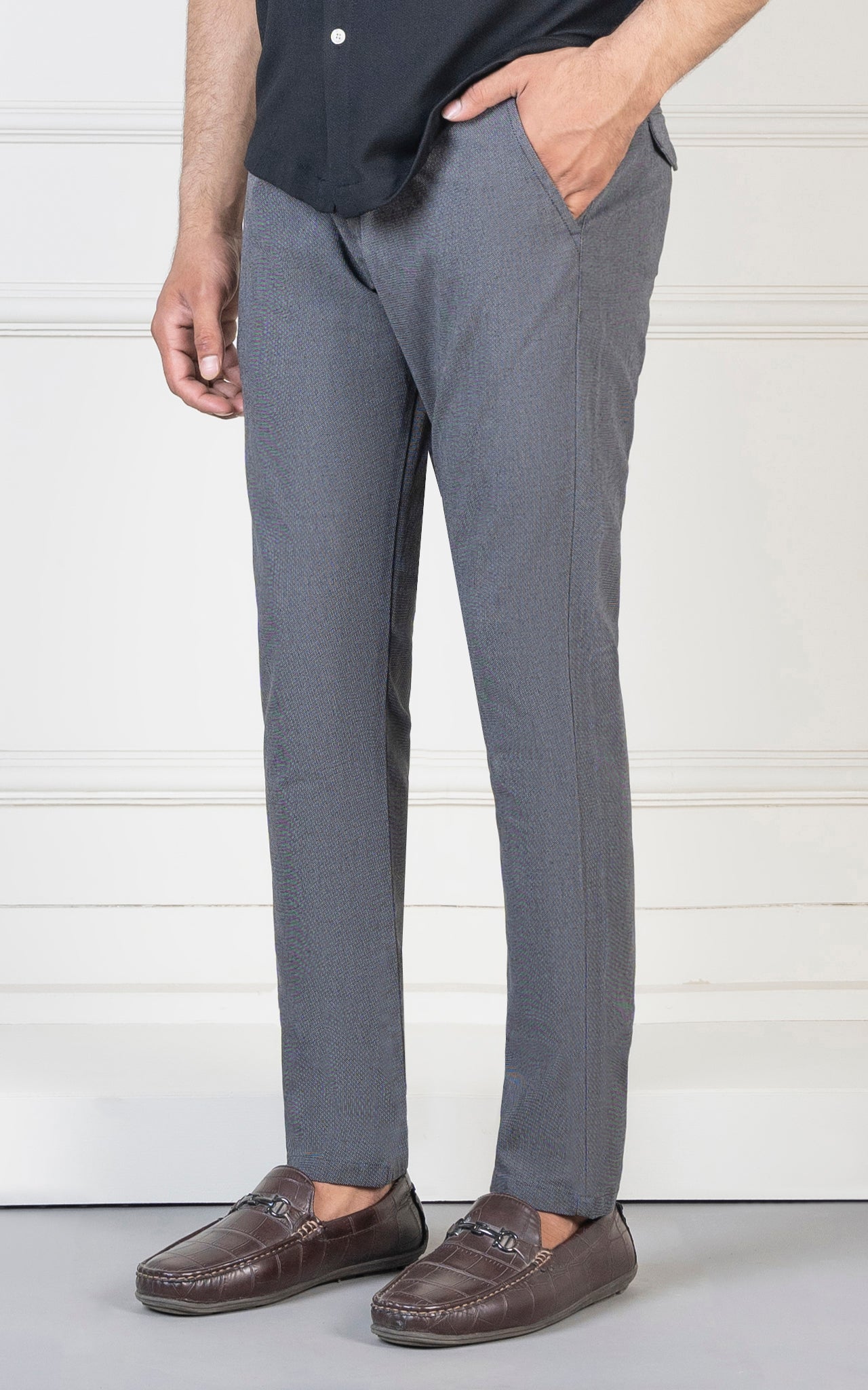 SLIM FIT TEXTURED PANT CHARCOAL
