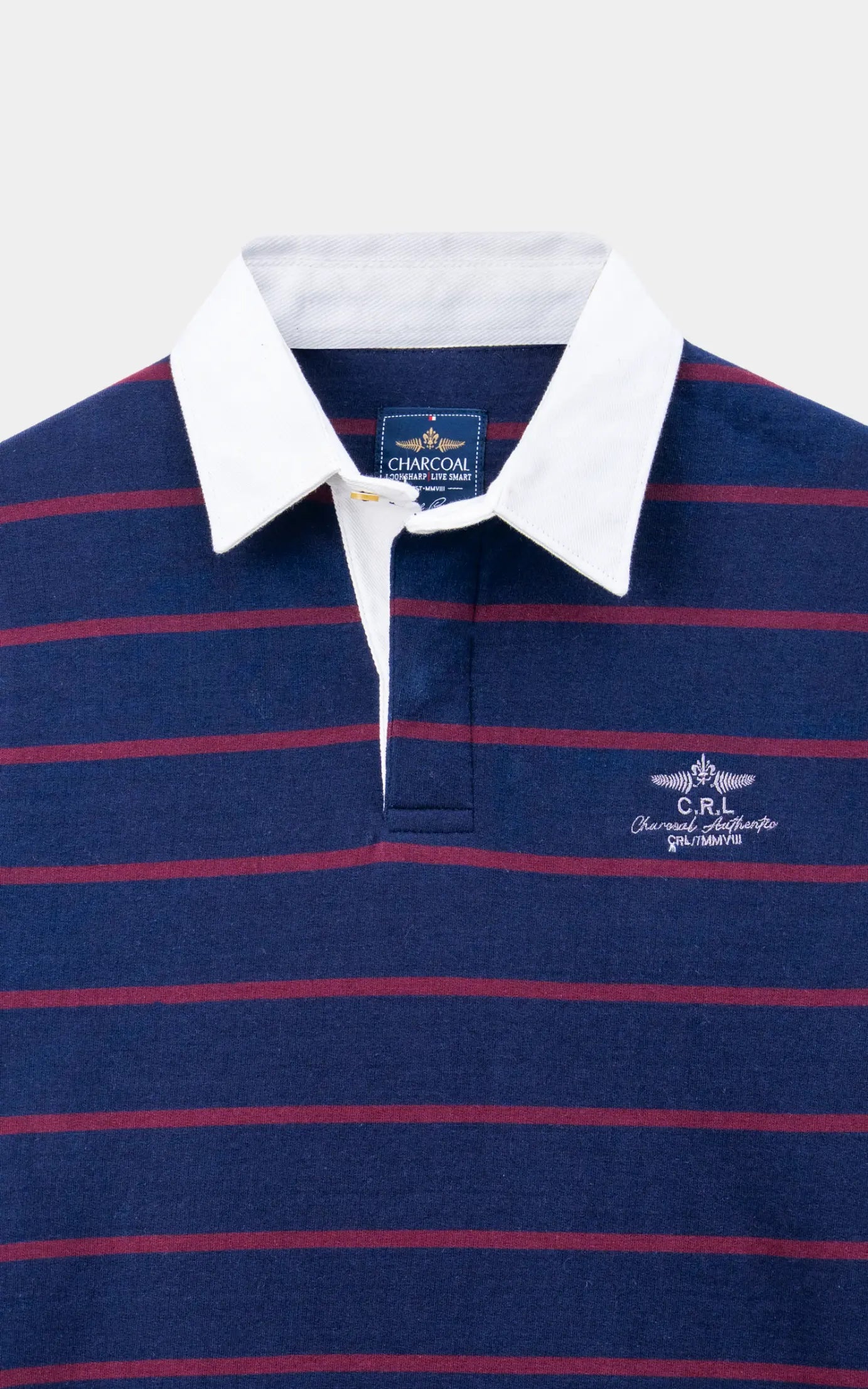 YARN-DYED STRIPED SWEATSHIRT NAVY MAROON