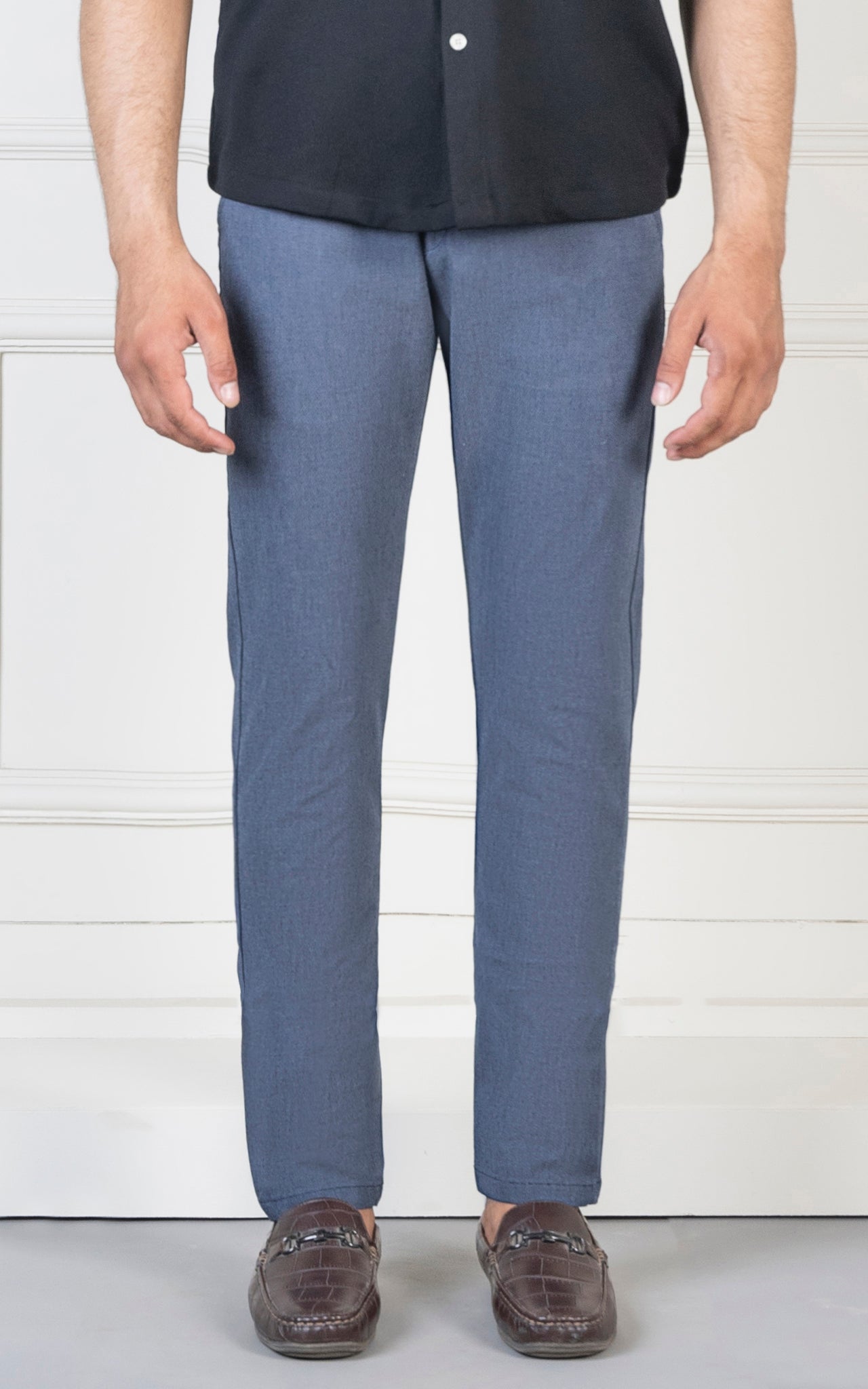 SLIM FIT TEXTURED PANT NAVY