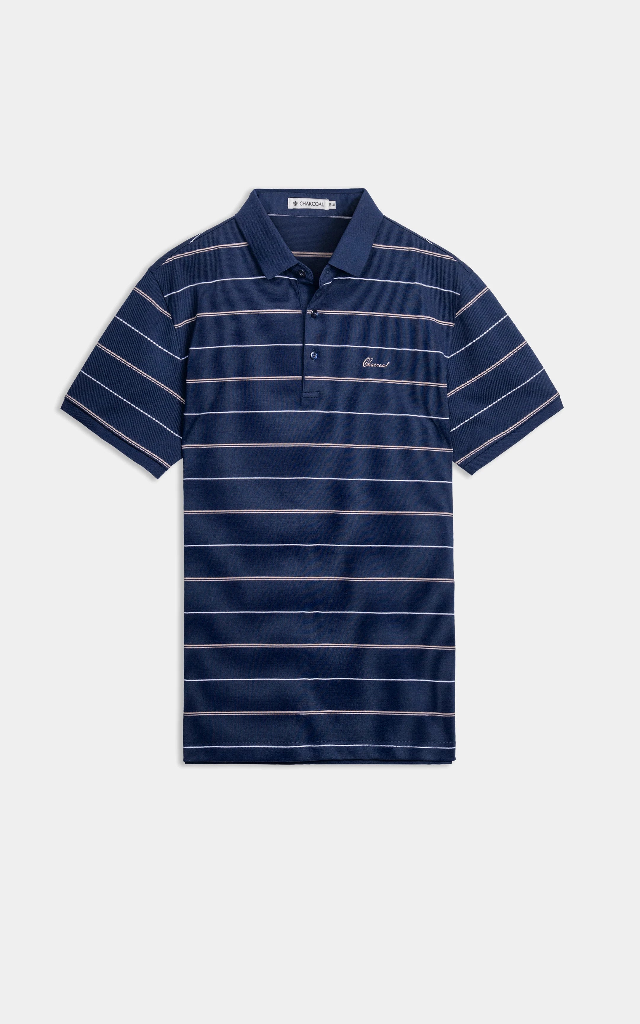SMART FIT CLASSIC PREMIUM STRIPED POLO SHIRT NAVY