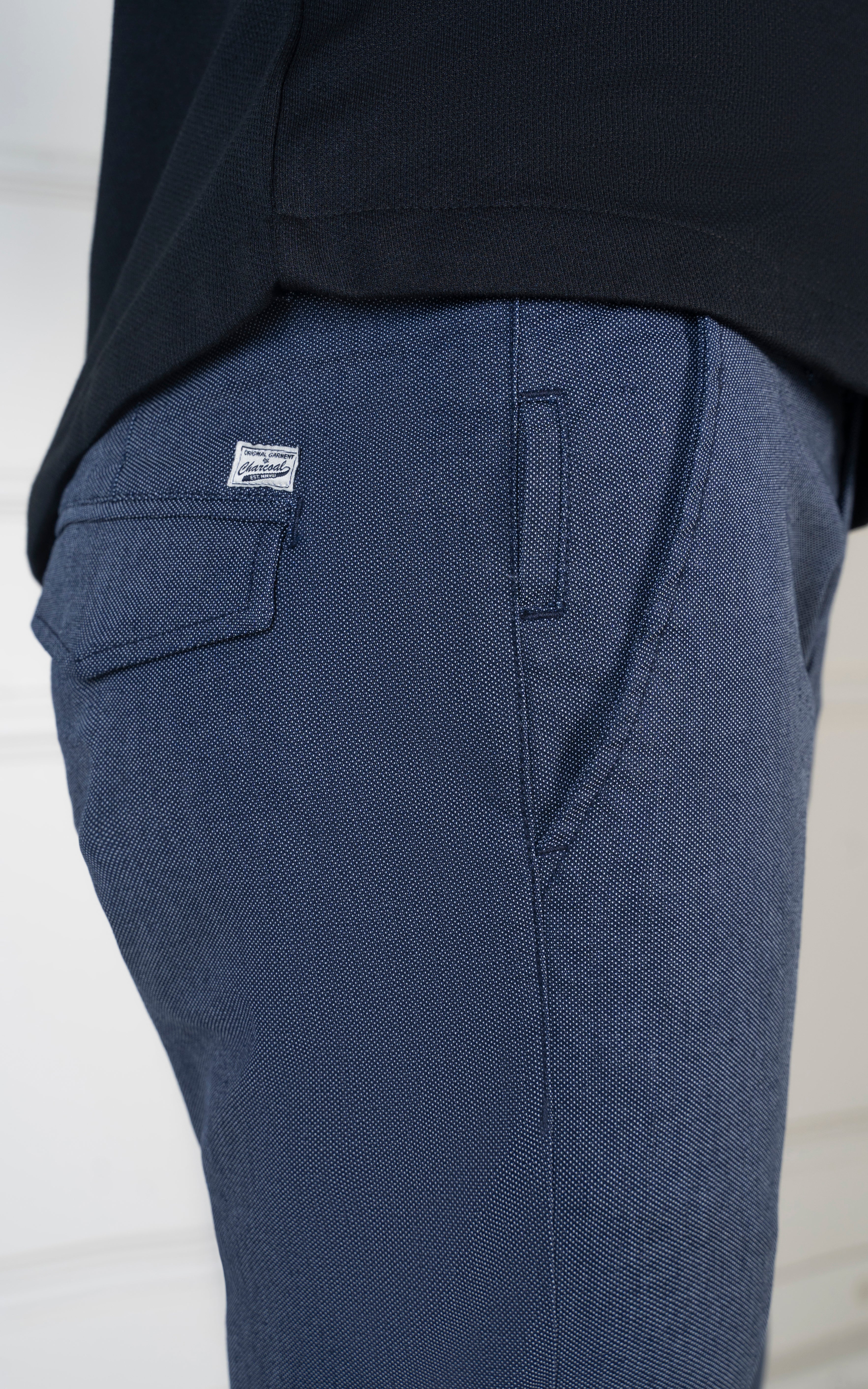 SLIM FIT TEXTURED PANT NAVY