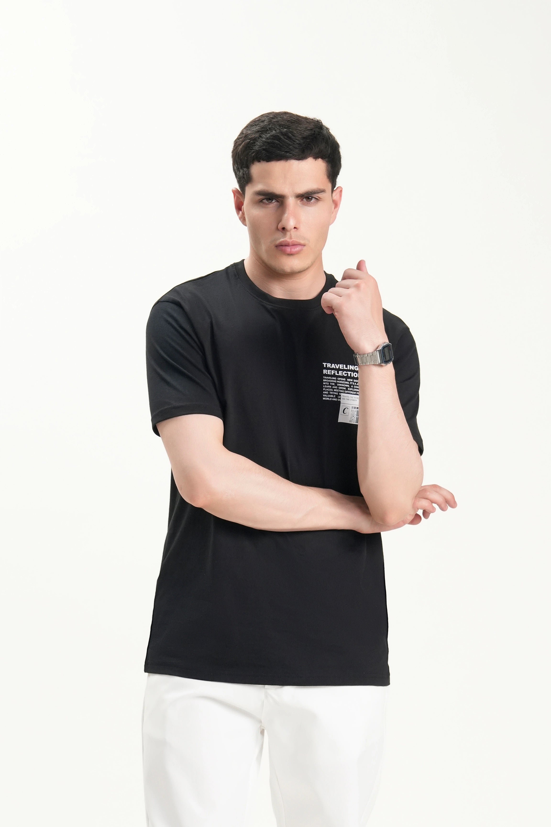 OVERZISE FIT GRAPHIC CREW NECK T SHIRT BLACK