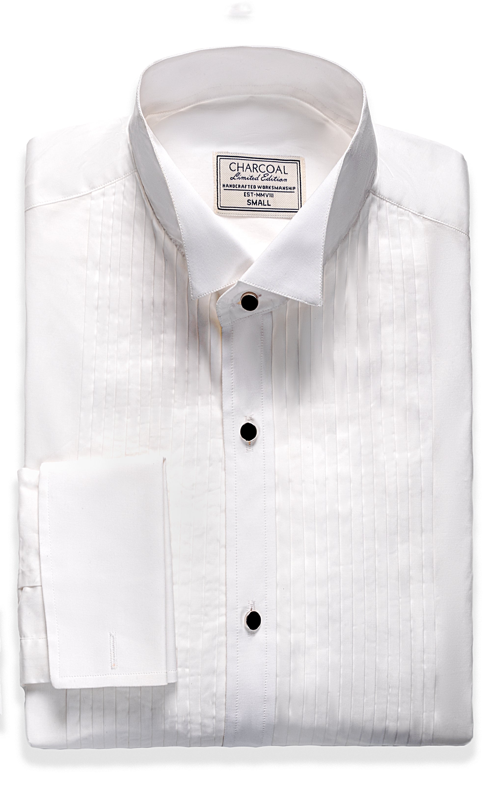 White dress shirt with button placket and left chest pocket