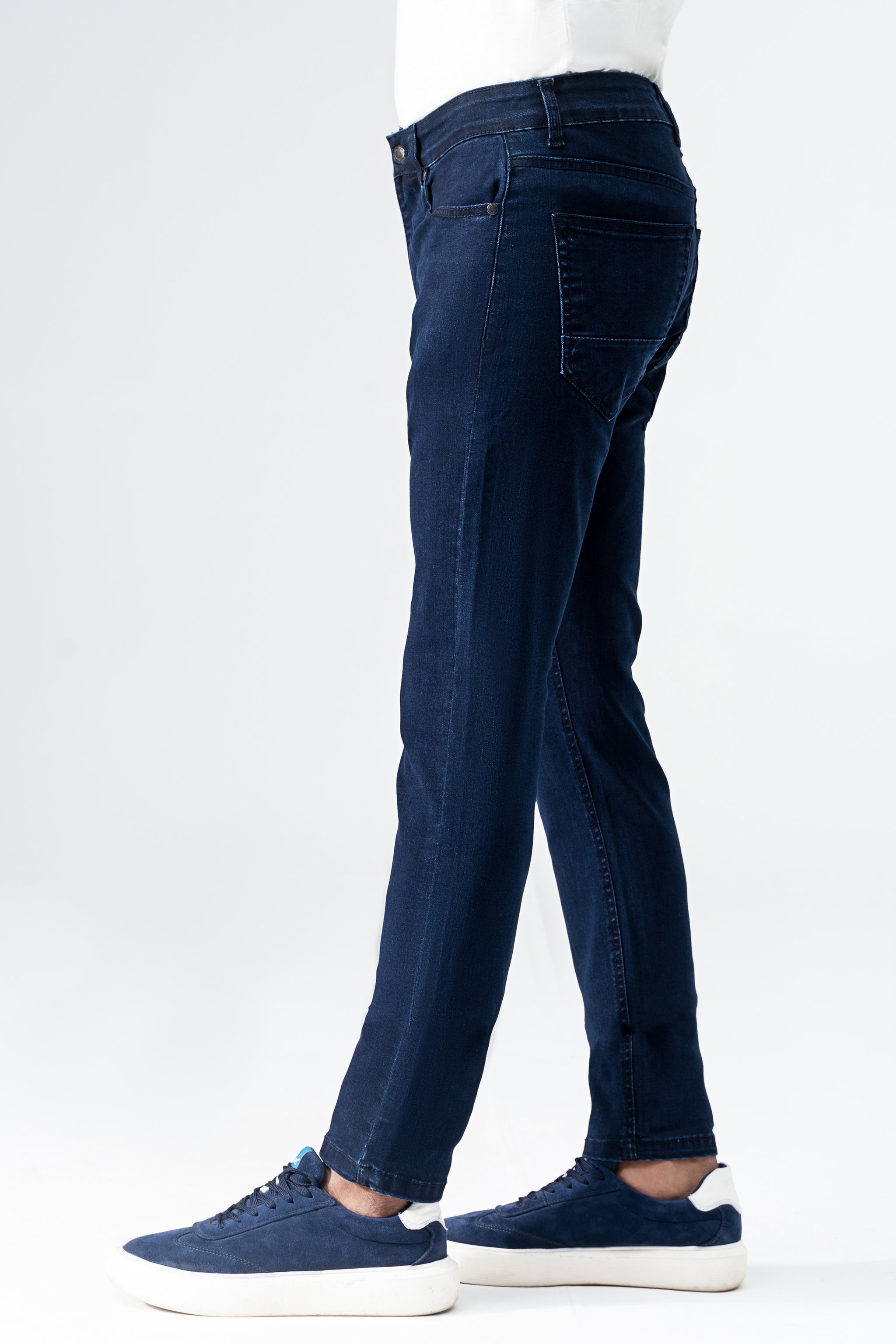 Men's Navy Blue Cotton Comfort Slim Fit Jeans