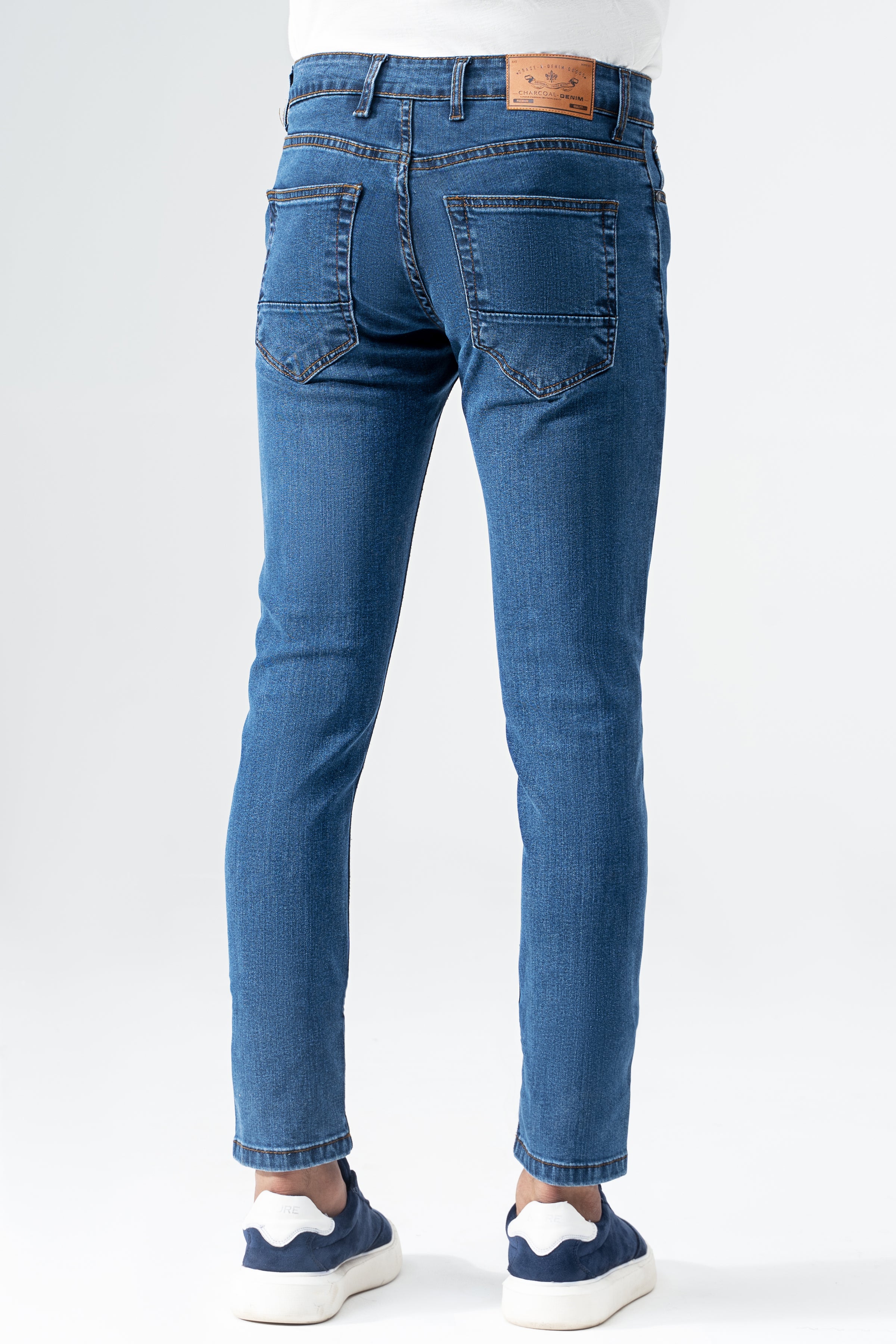 SLIM LEG DENIM JEANS MID BLUE