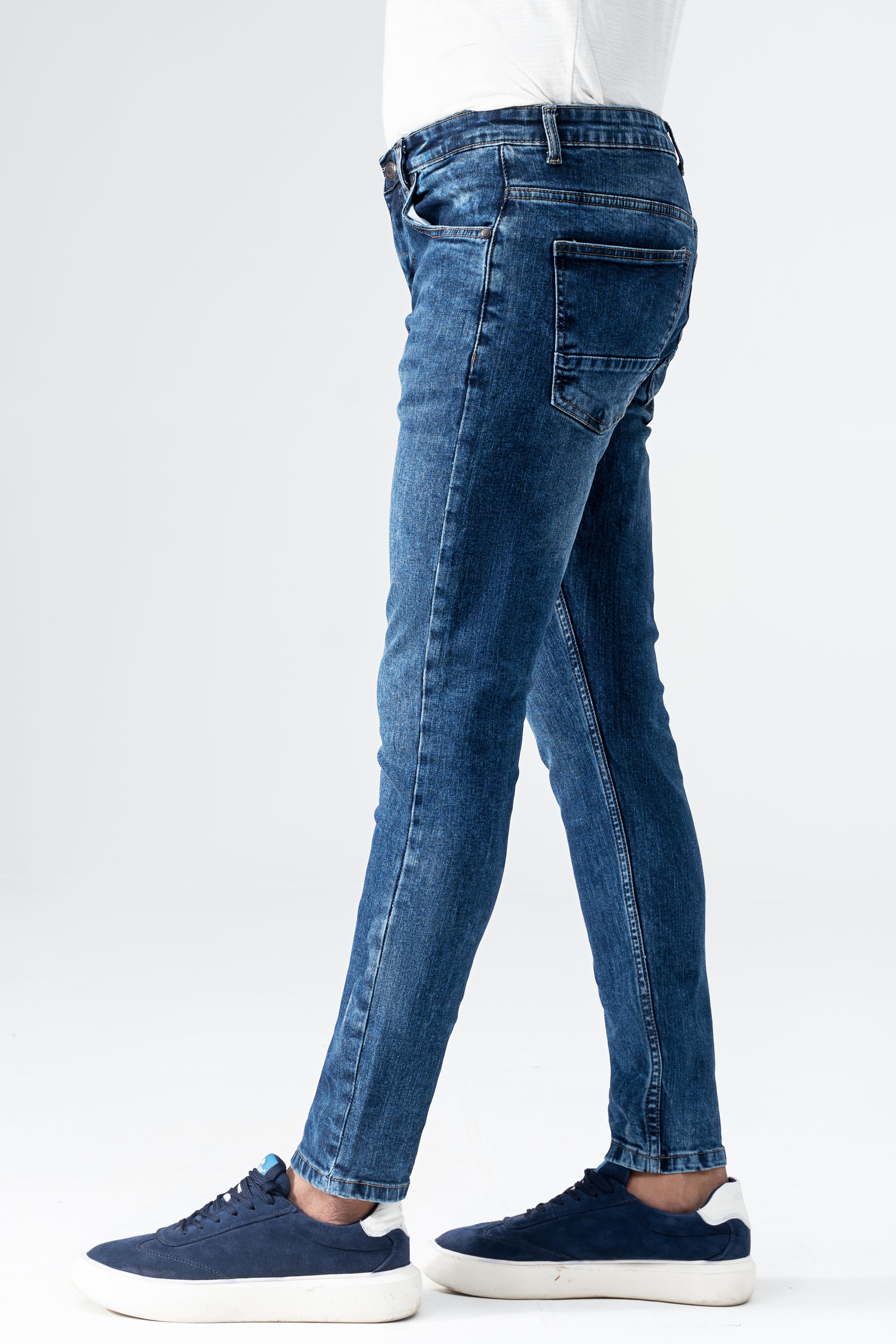 SKINNY LEG DENIM JEANS MID BLUE