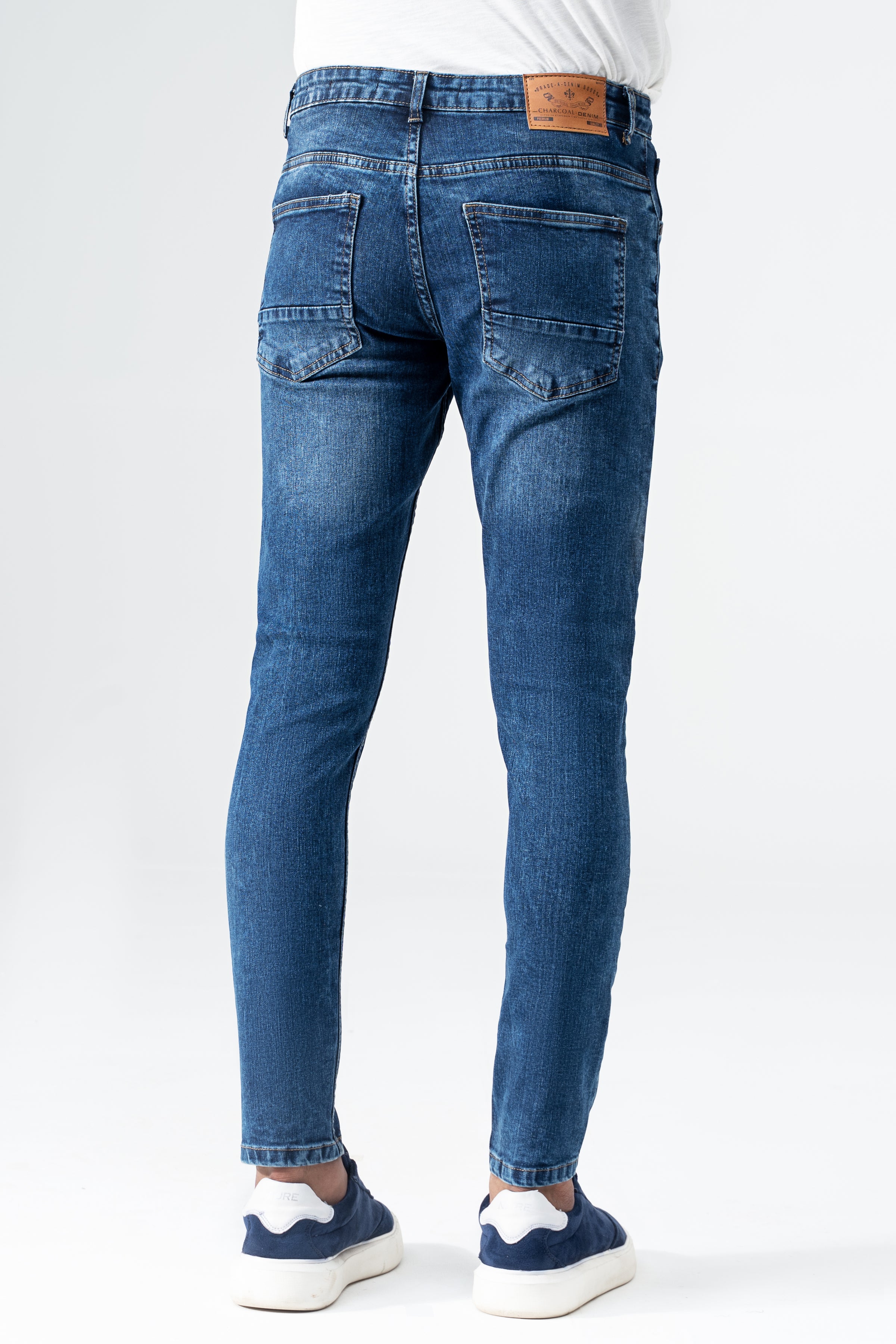 SKINNY LEG DENIM JEANS MID BLUE
