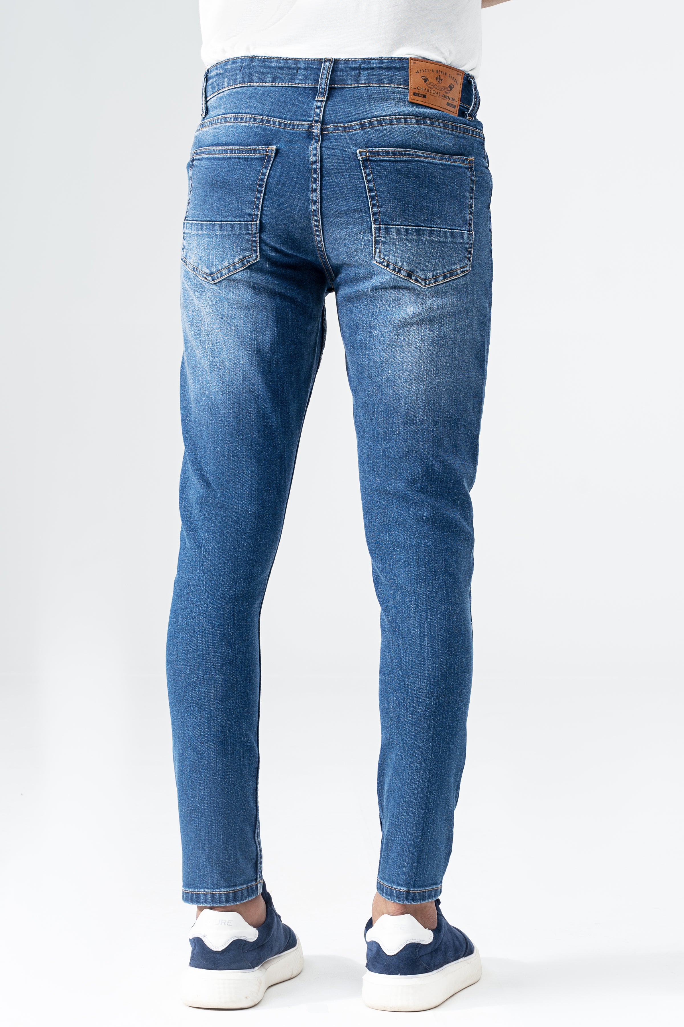 SKINNY LEG DENIM JEANS MID BLUE