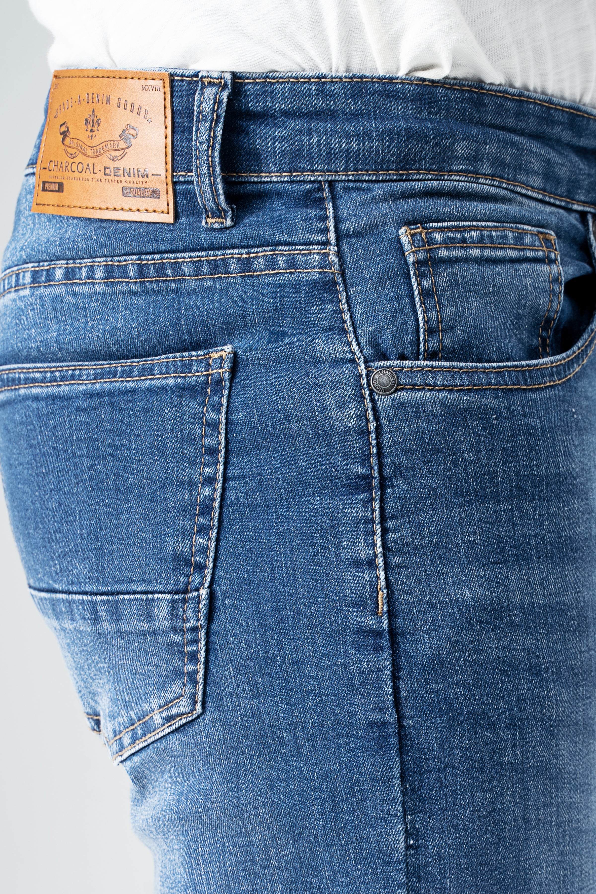 SKINNY LEG DENIM JEANS MID BLUE