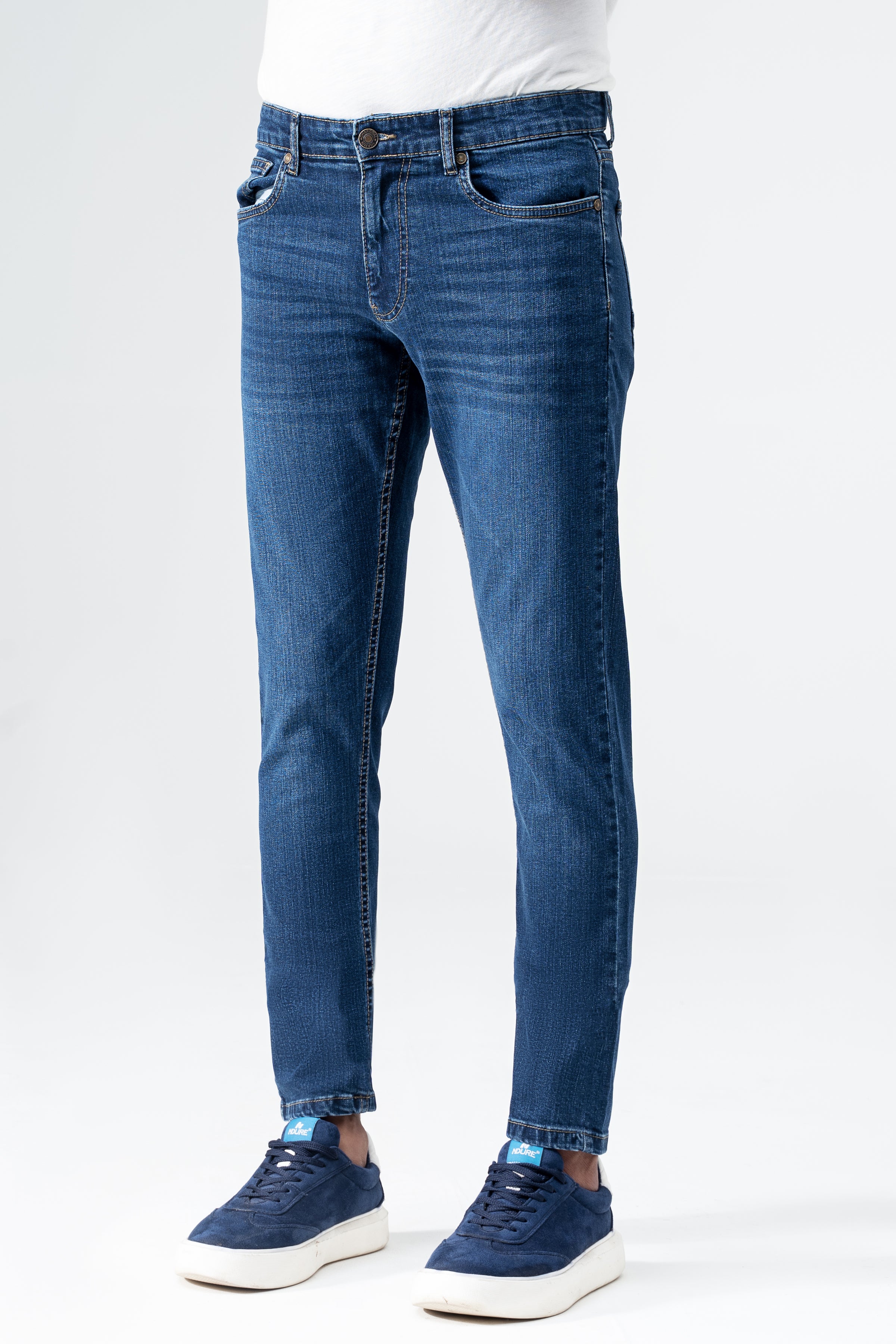 SLIM LEG DENIM JEANS MID BLUE
