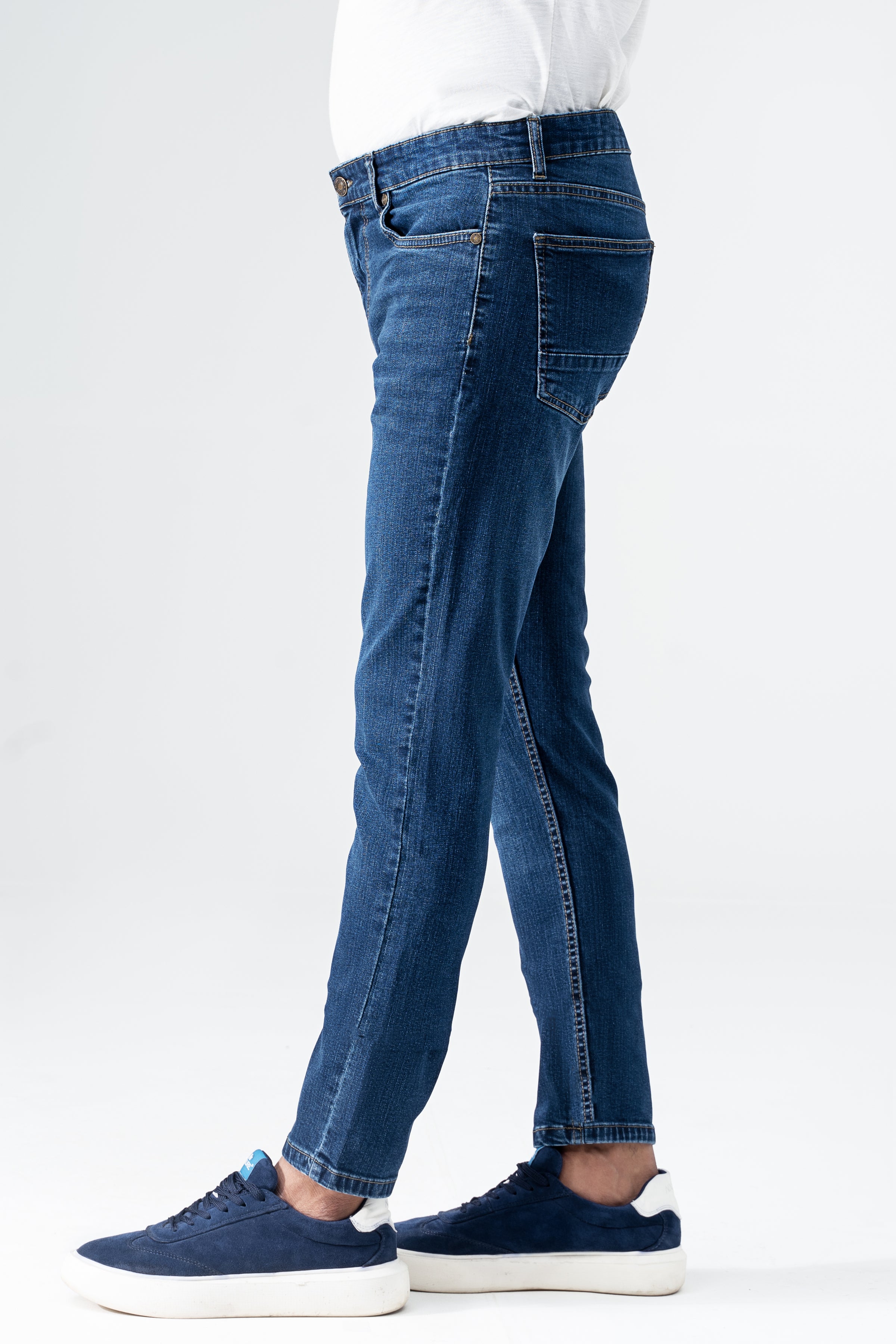 SLIM LEG DENIM JEANS MID BLUE