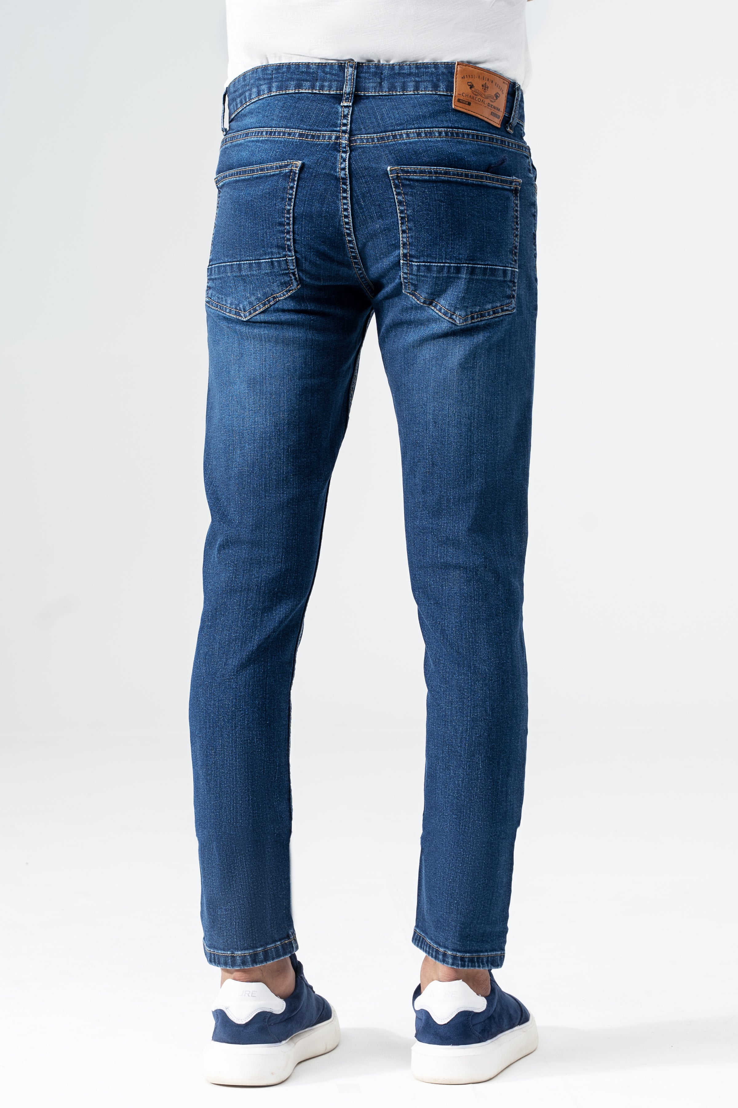 SLIM LEG DENIM JEANS MID BLUE
