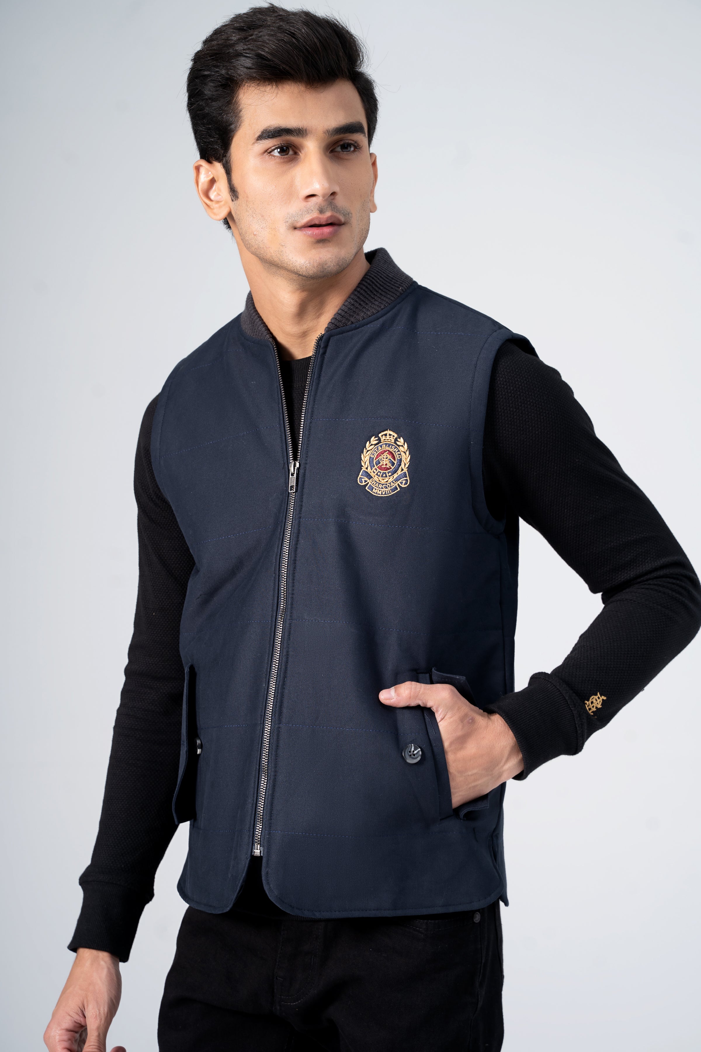 Quilted Wadded Jacket Navy