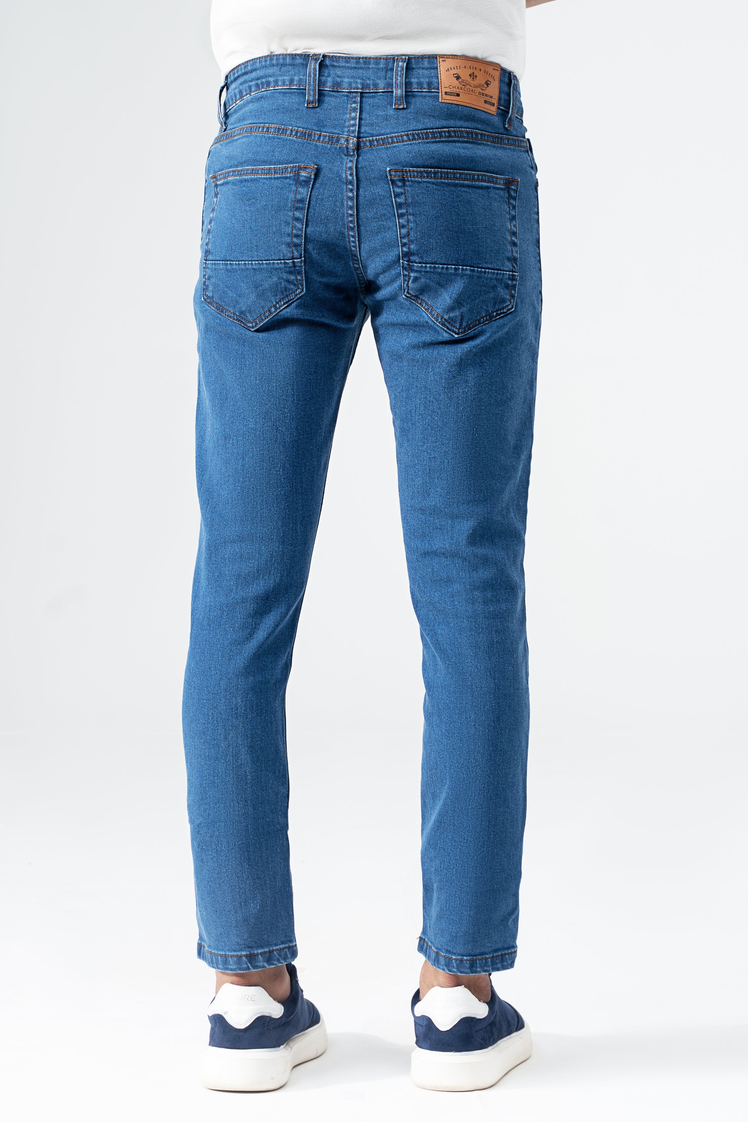 SLIM LEG DENIM JEANS MID BLUE