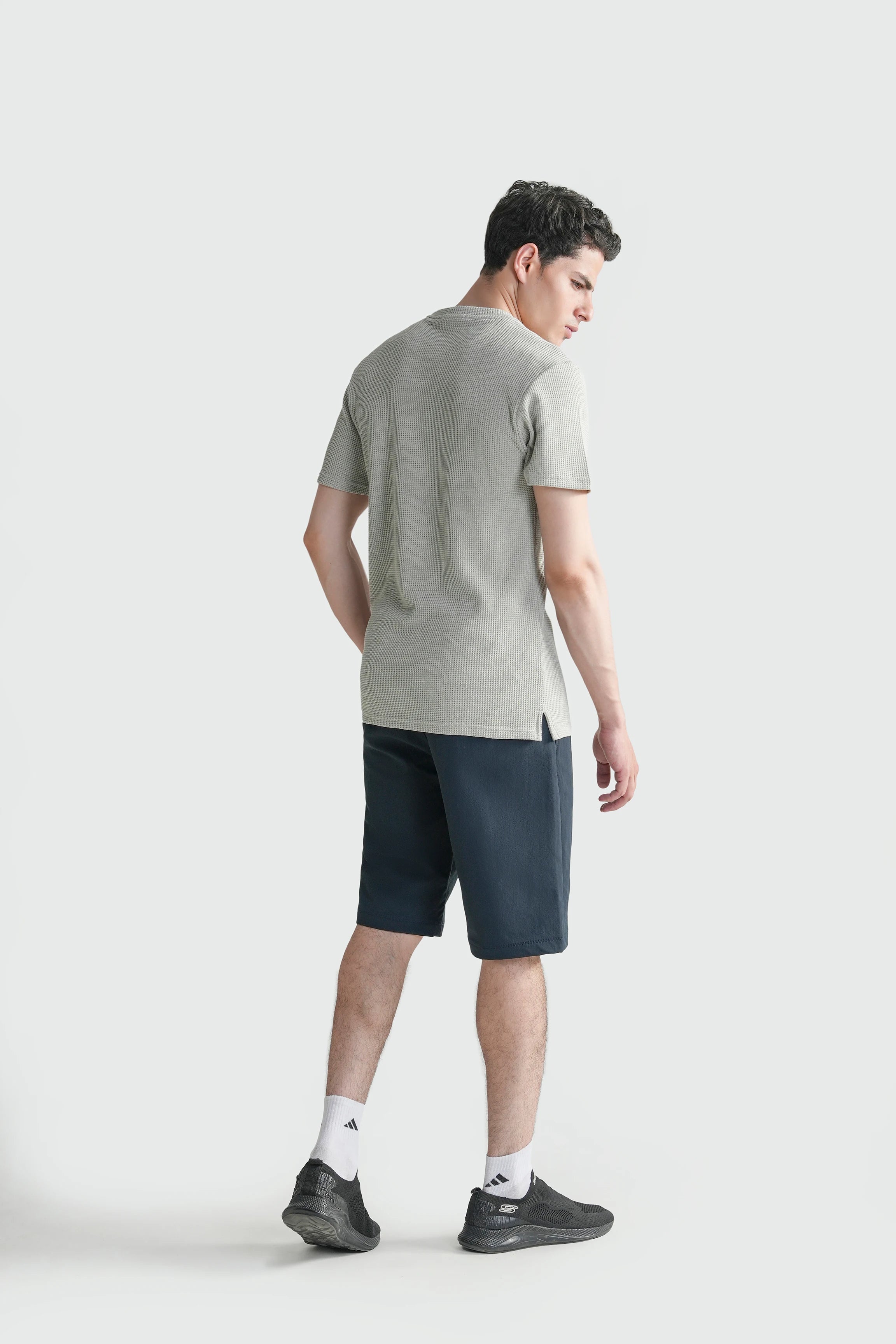 REGULAR FIT WAFFLE CREW NECK T SHIRT BEIGE