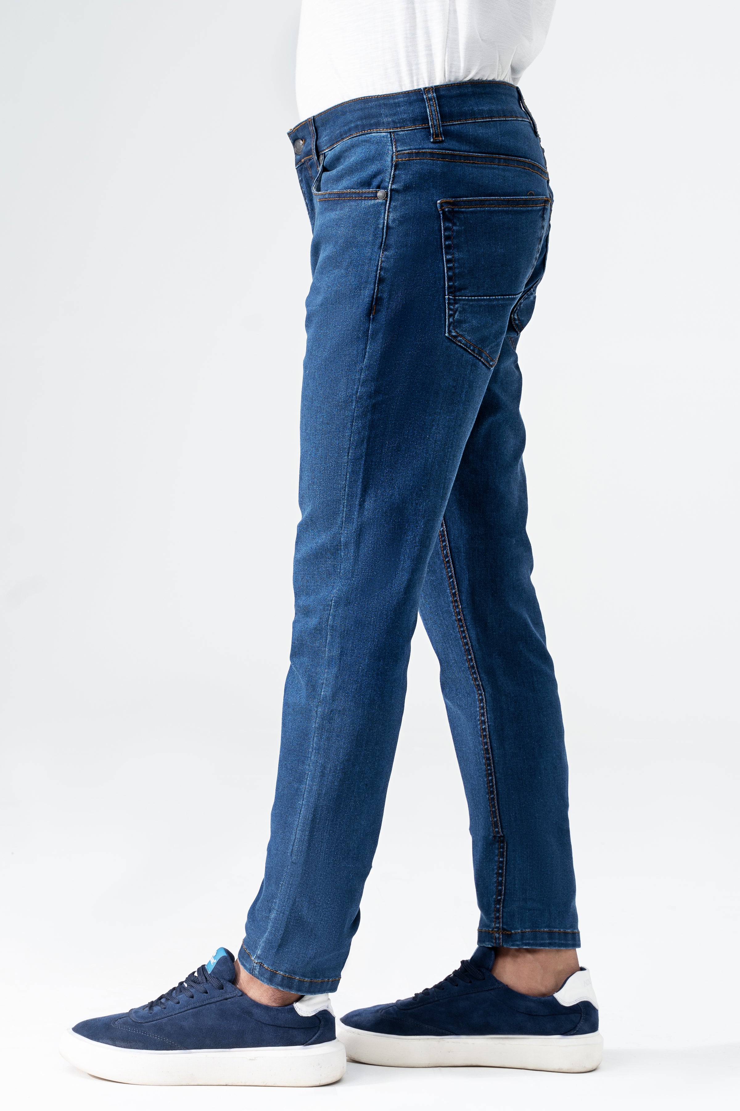 SLIM LEG DENIM JEANS MID BLUE