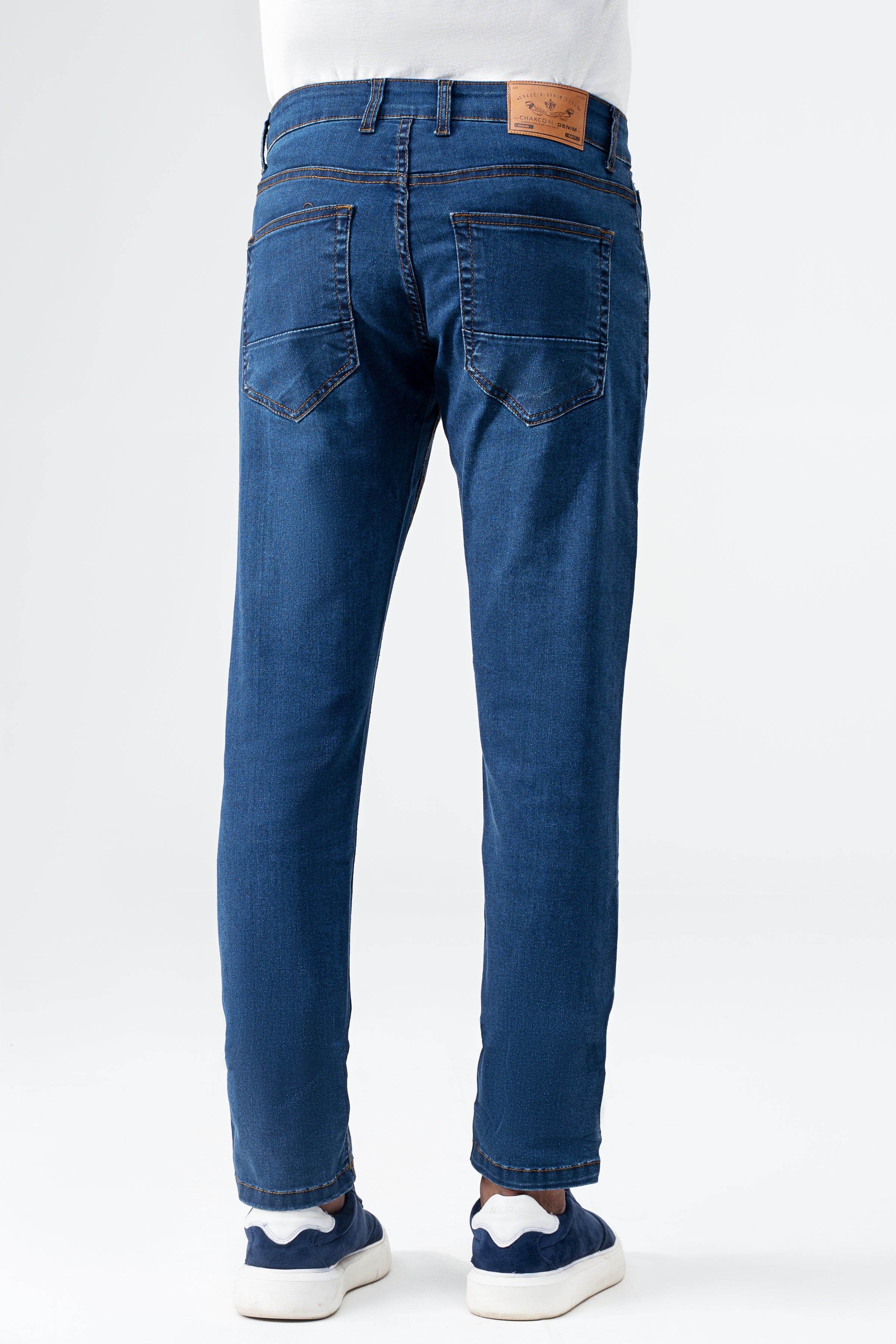SLIM LEG DENIM JEANS MID BLUE