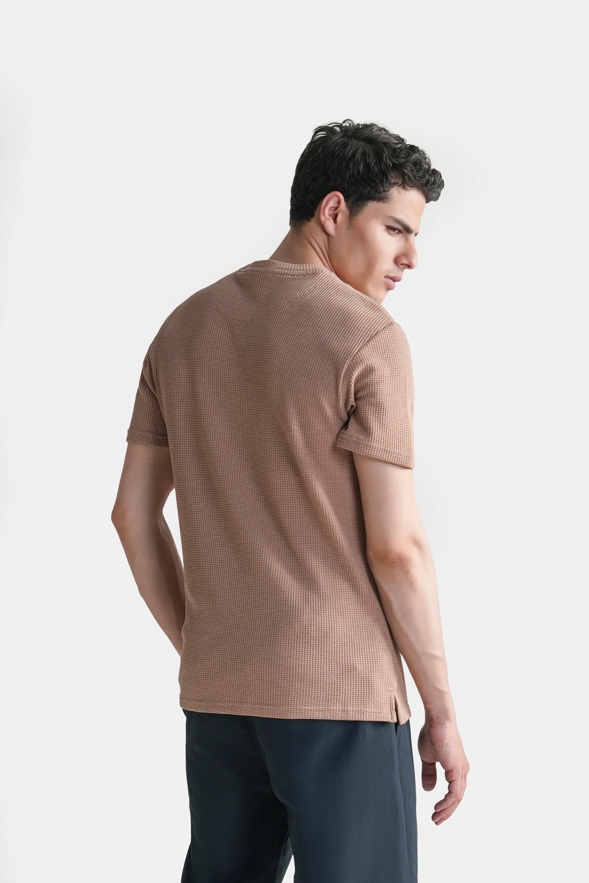 REGULAR FIT WAFFLE CREW NECK T SHIRT VINTAGE COPPER