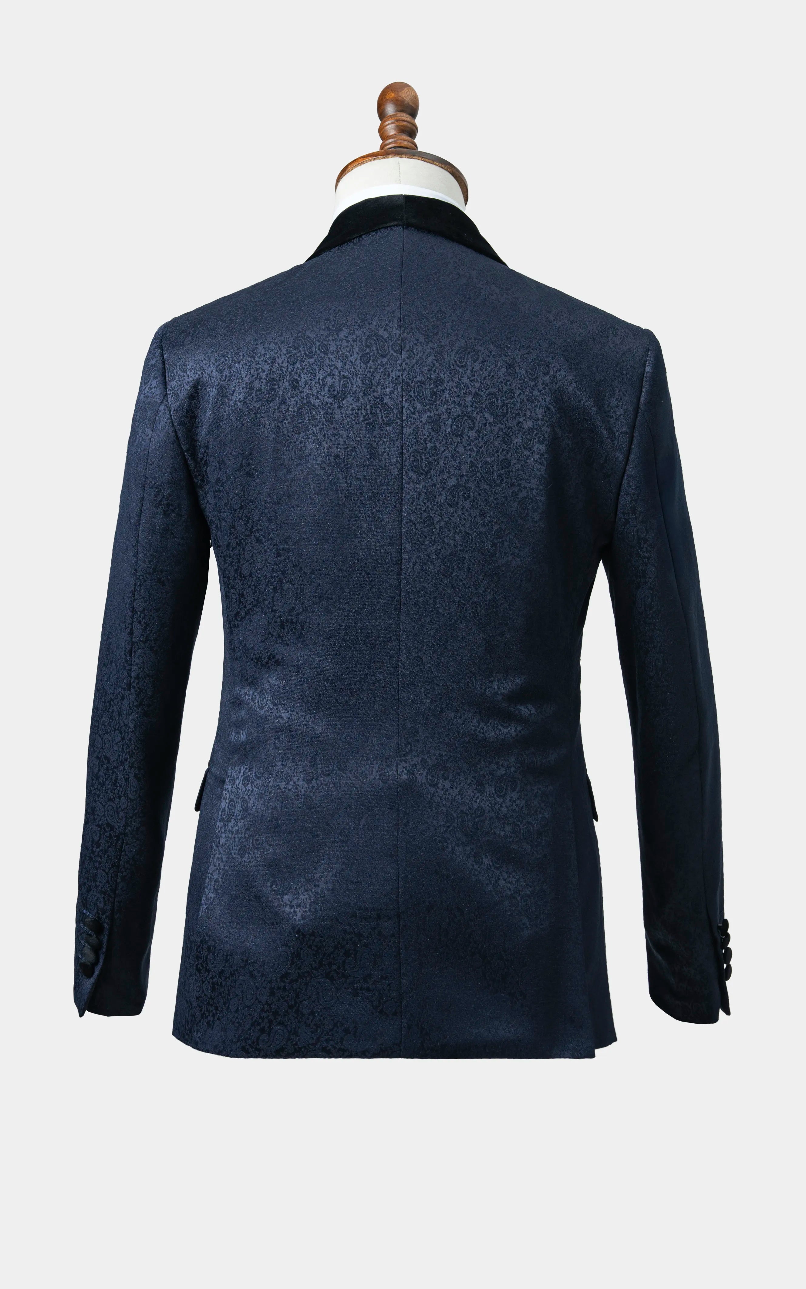 Tuxedo Suit With Shawl Lapel Navy