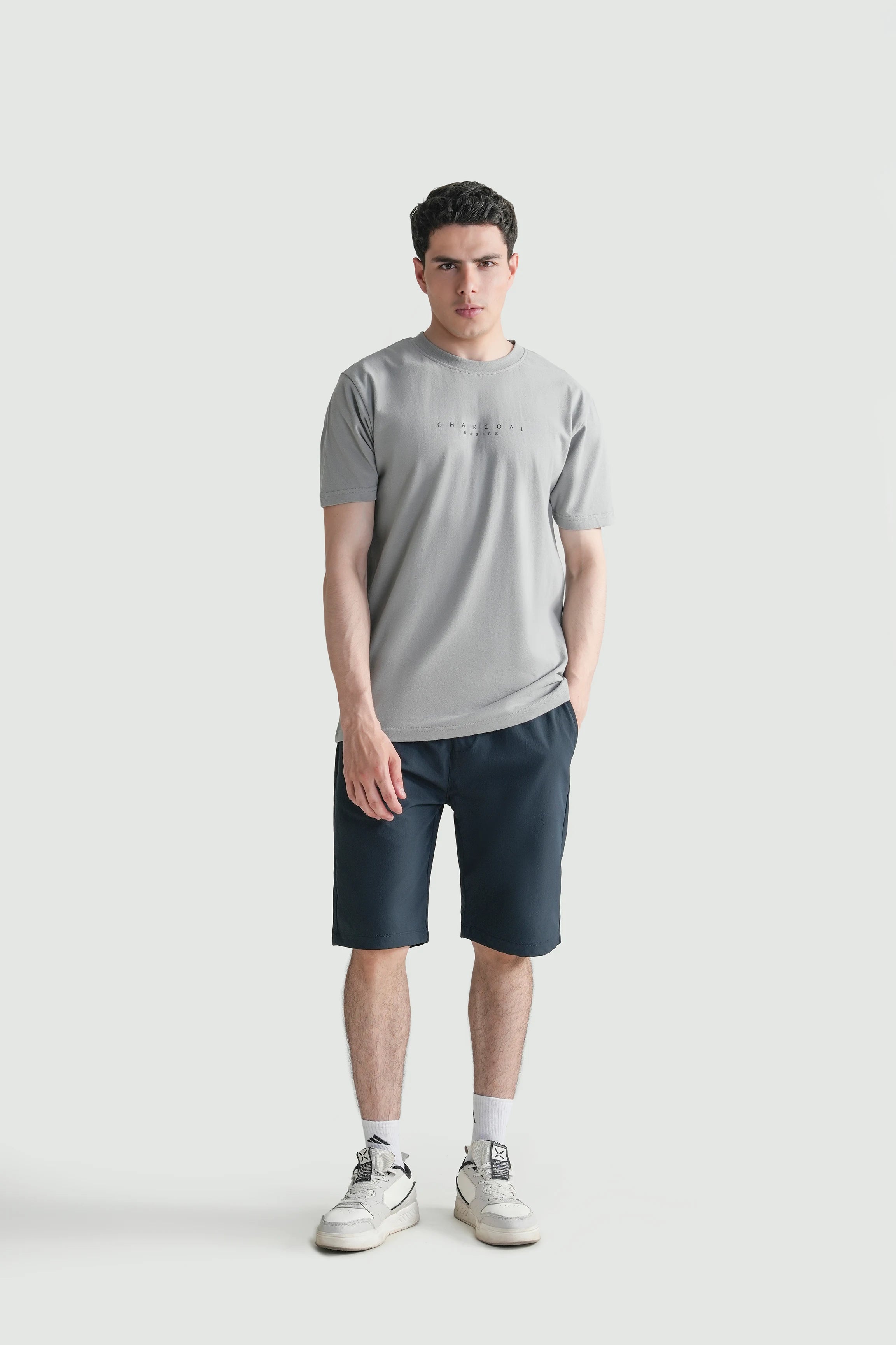 HALF SLEEVES SLEEPWEAR CREW NECK T SHIRT GREY
