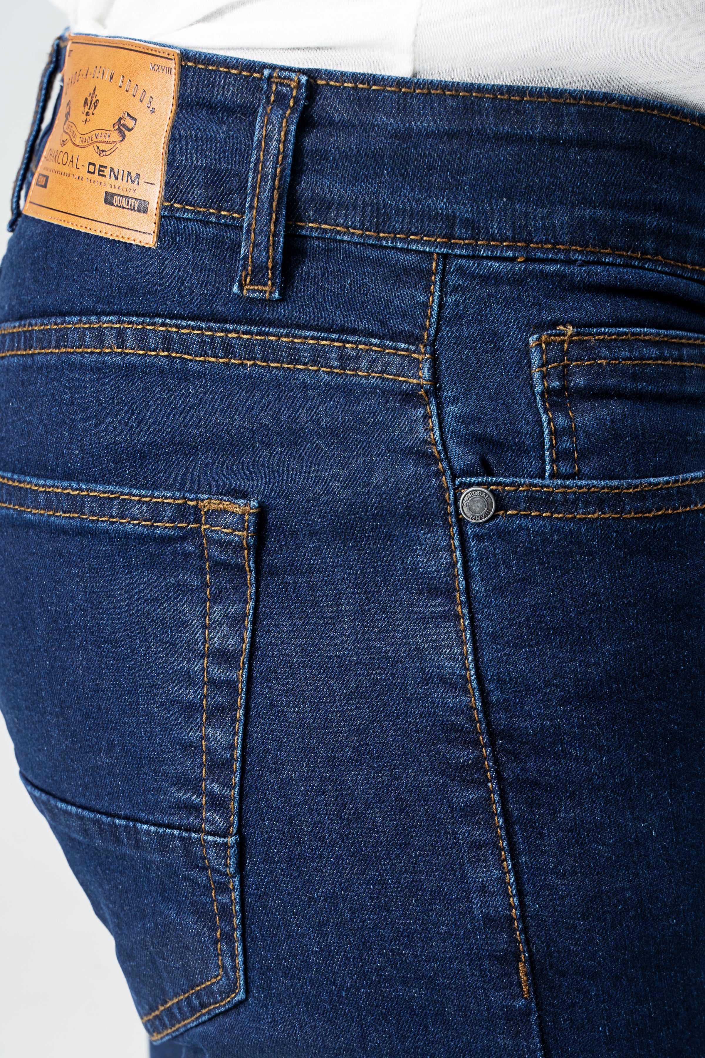 SLIM LEG DENIM JEANS DARK BLUE