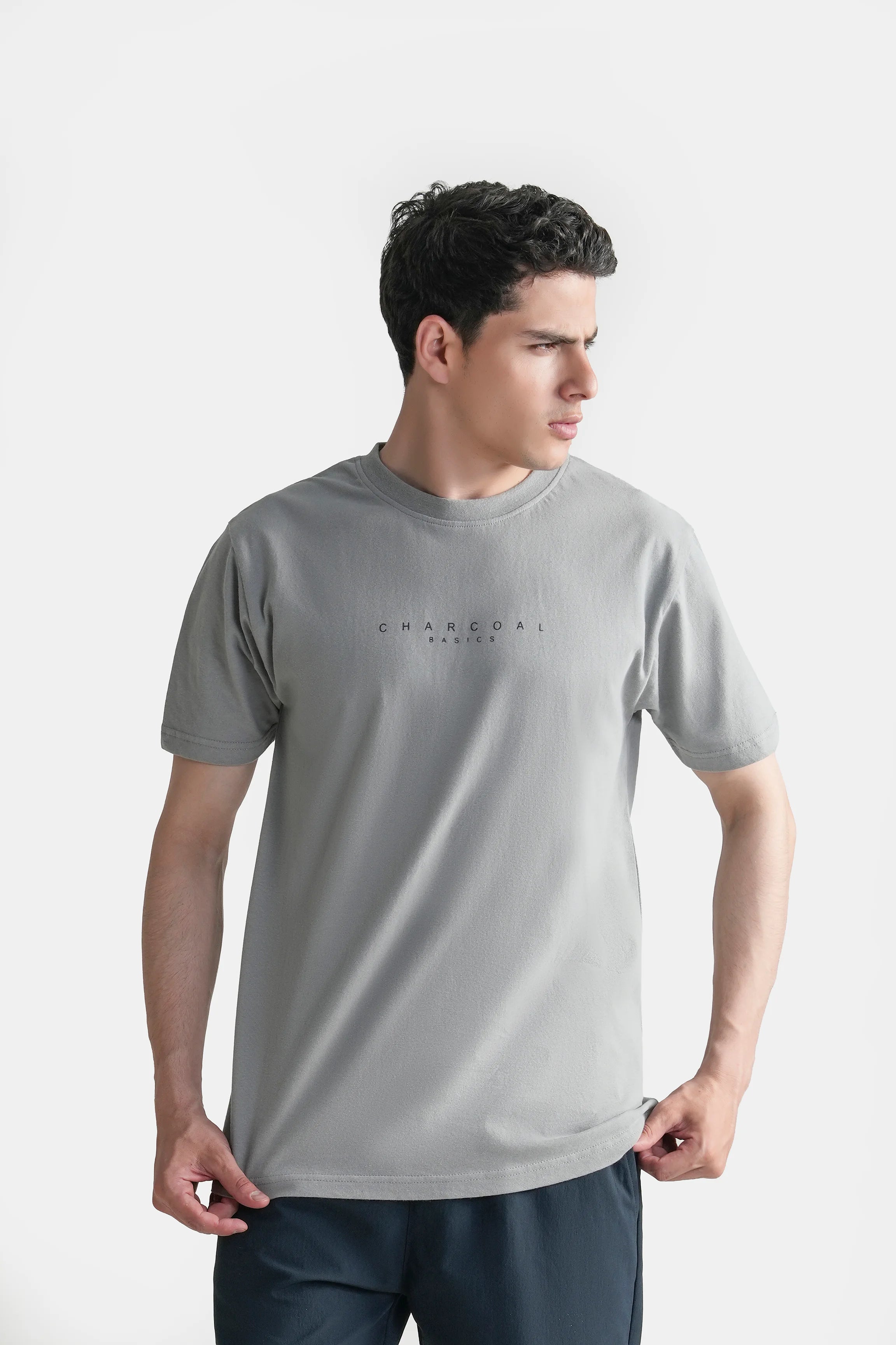 HALF SLEEVES SLEEPWEAR CREW NECK T SHIRT GREY