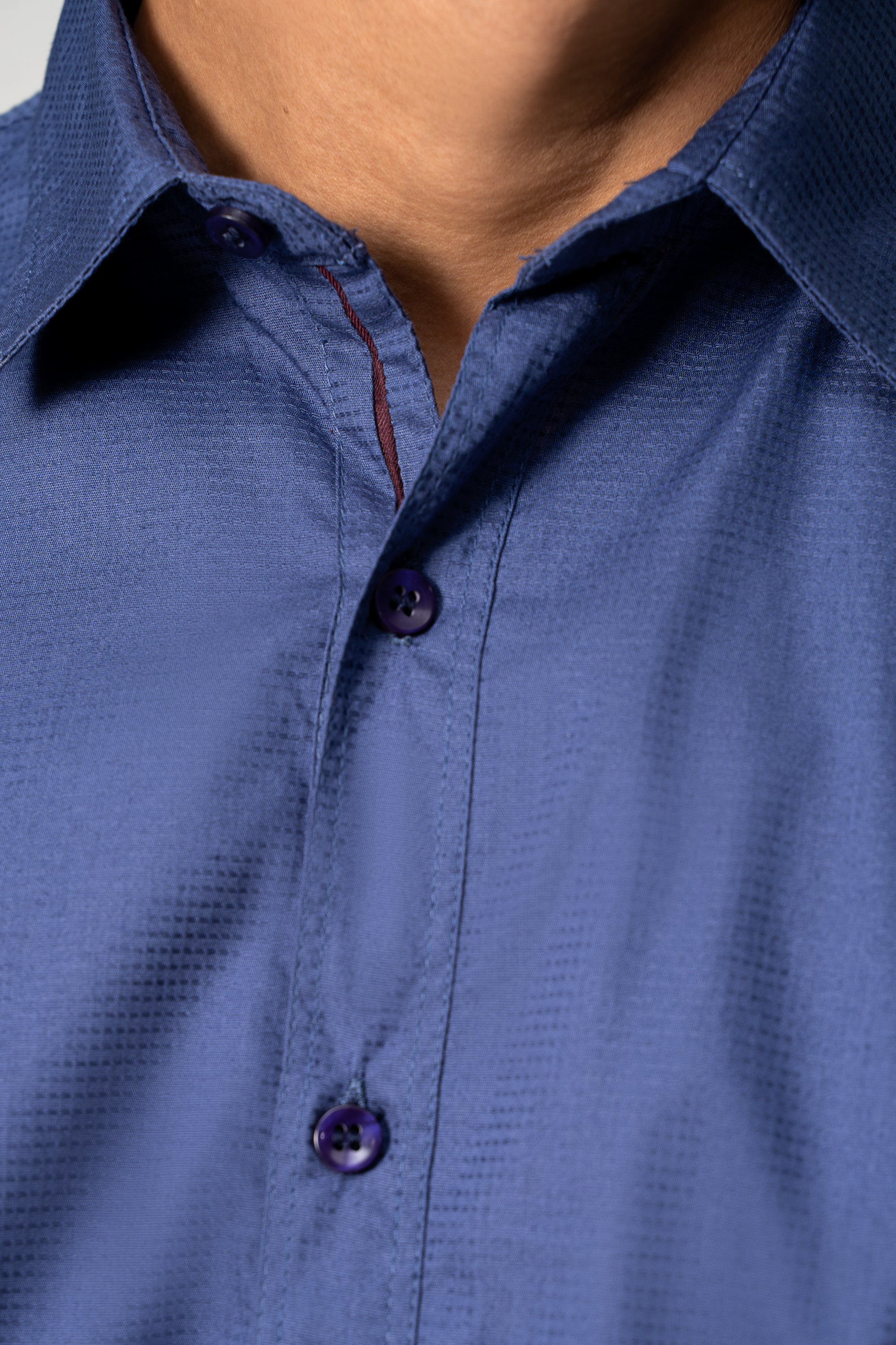 CASUAL SHIRT BLUE SELF TEXTURED