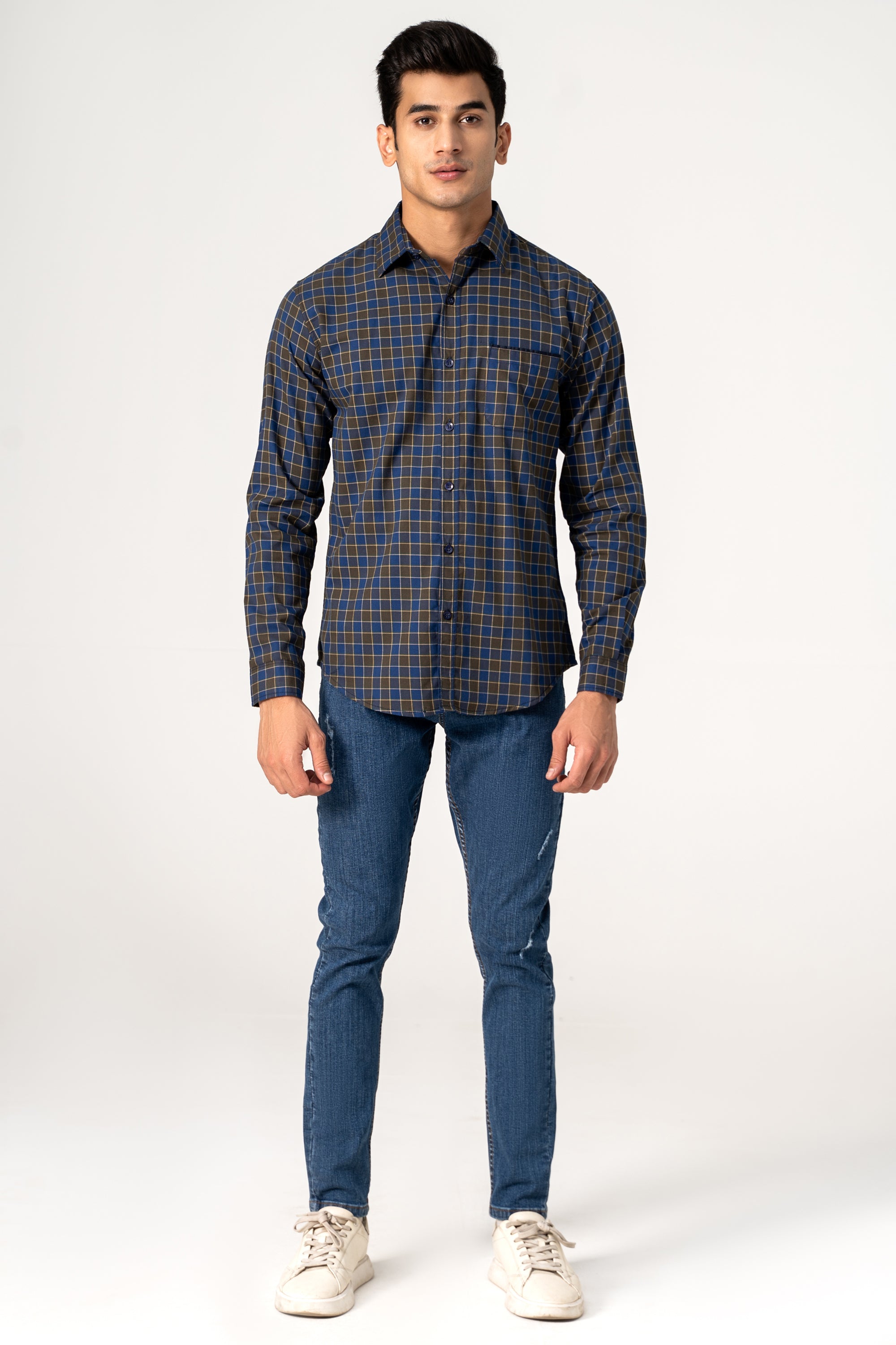 CASUAL SHIRT GREEN NAVY CHECK
