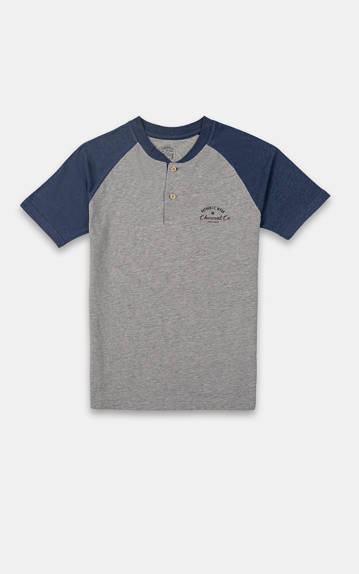 Shop RAGLAN SLEEVES HENLEY T-SHIRT NAVY GREY For Men Online