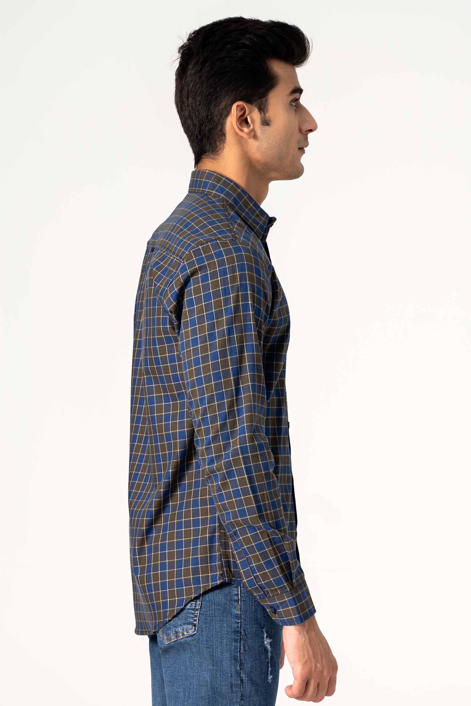 CASUAL SHIRT GREEN NAVY CHECK