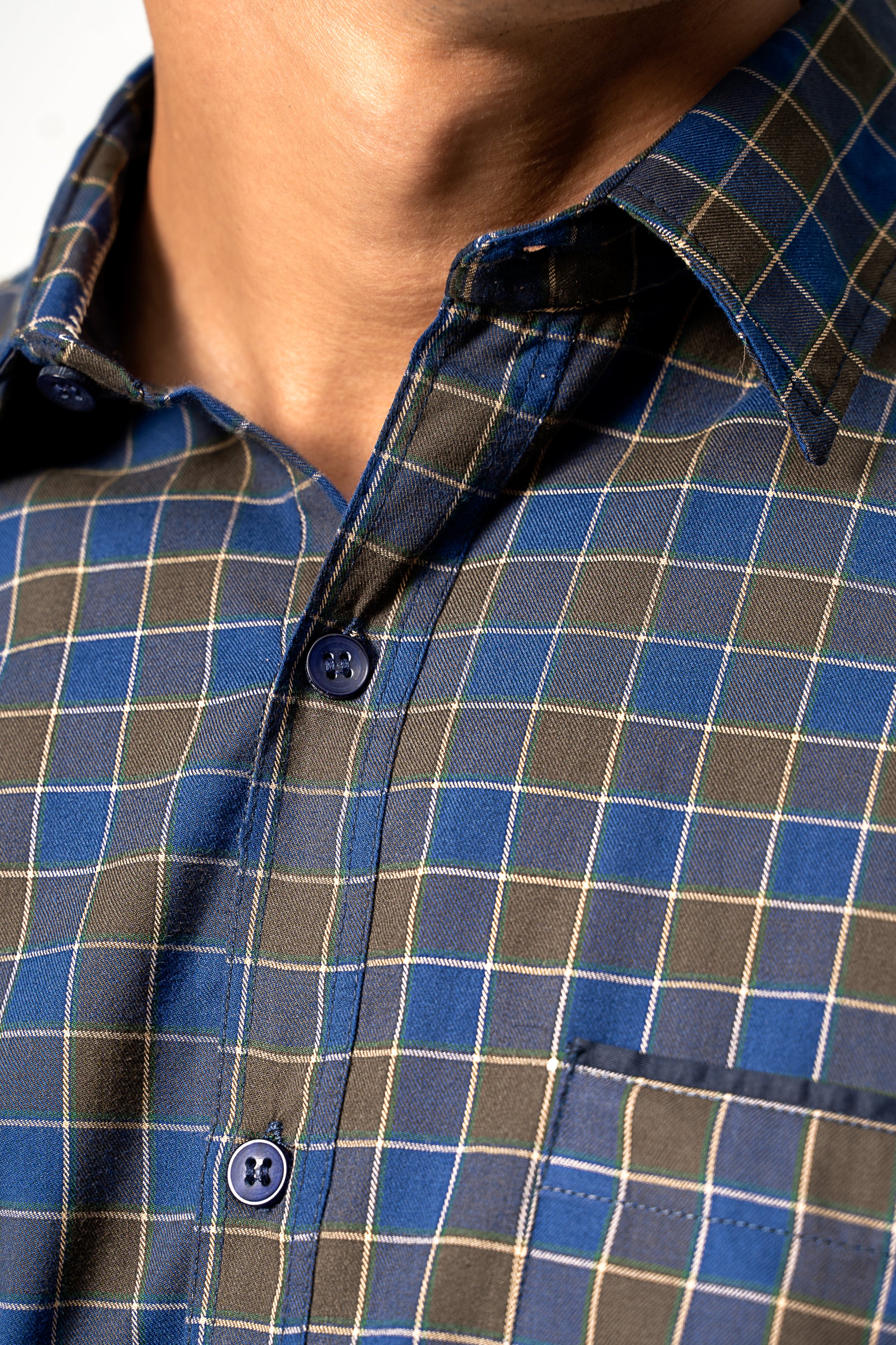 CASUAL SHIRT GREEN NAVY CHECK