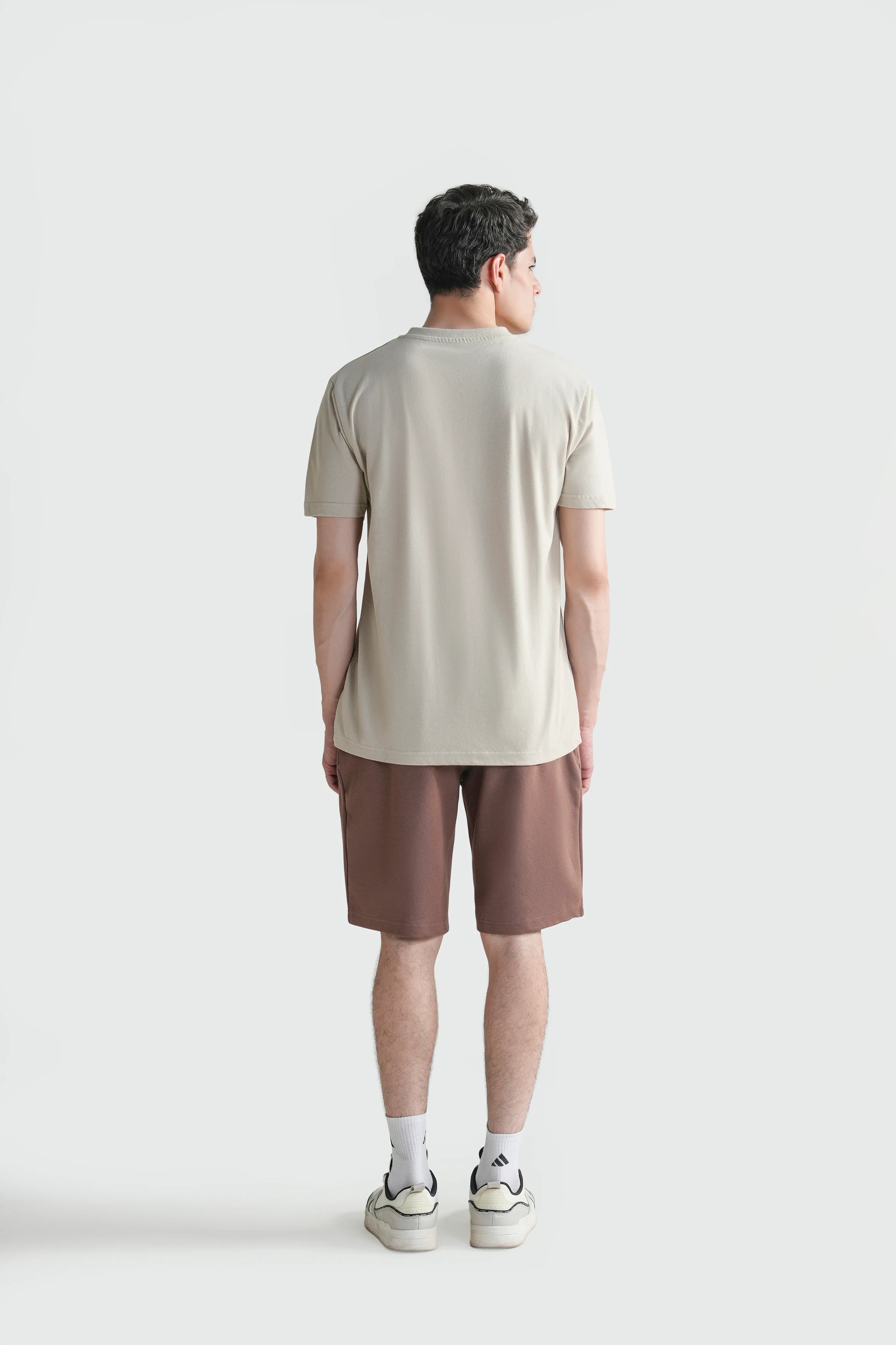HALF SLEEVES SLEEPWEAR CREW NECK T SHIRT BEIGE