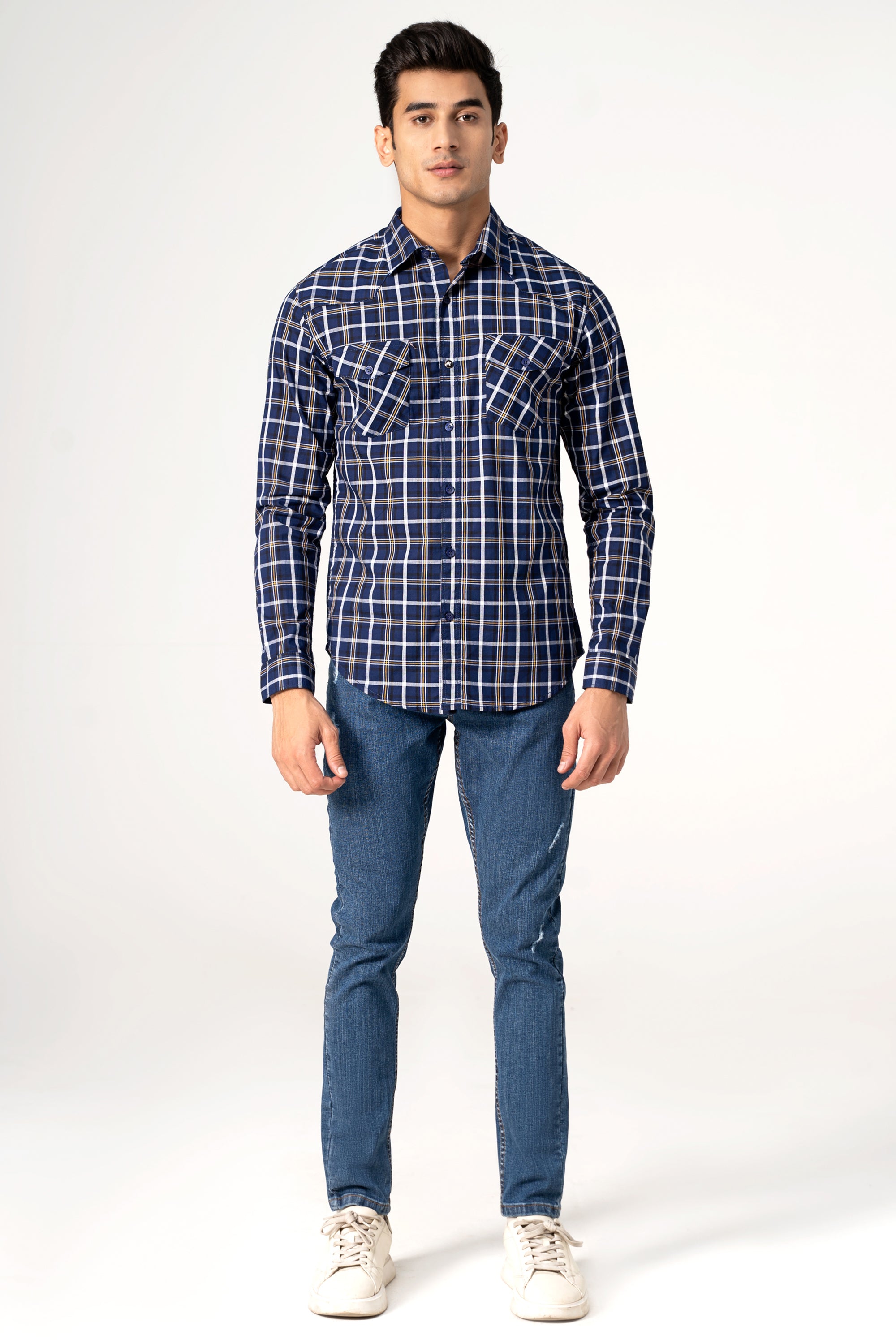 CASUAL SHIRT NAVY CHECK