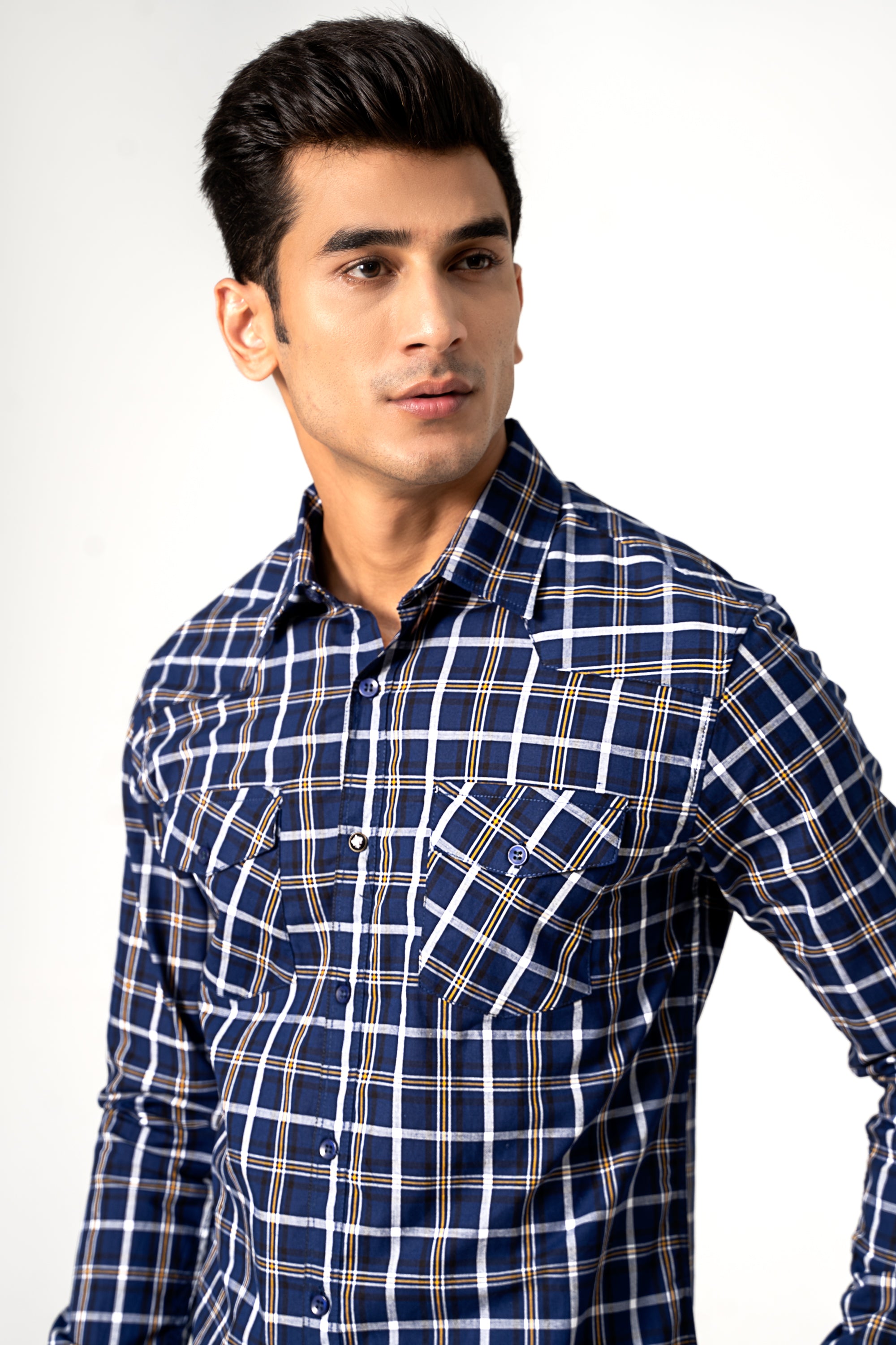 CASUAL SHIRT NAVY CHECK