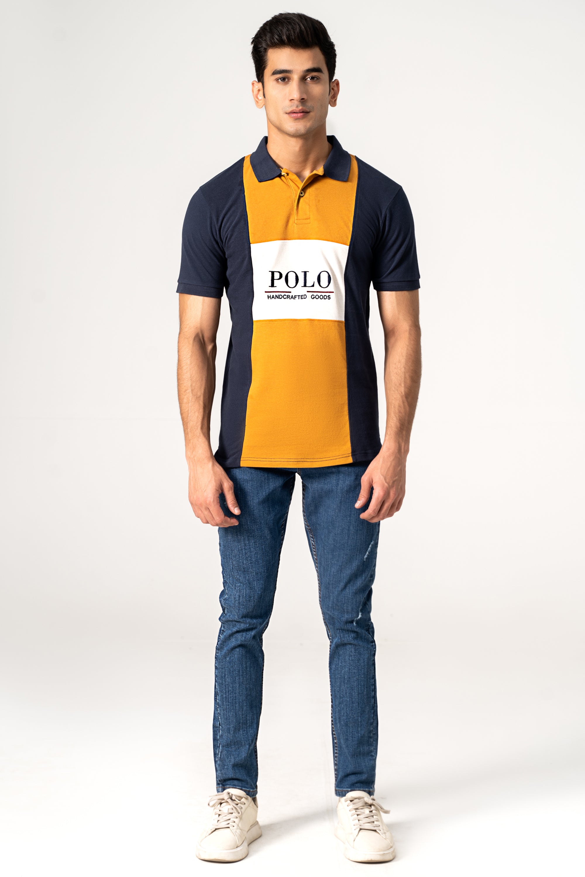FASHION POLO NAVY MUSTARD WHITE
