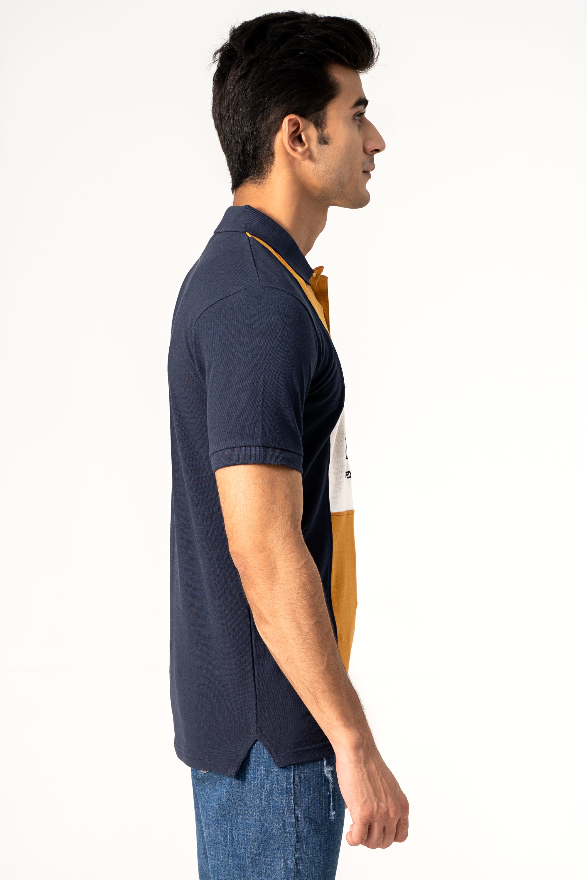 FASHION POLO NAVY MUSTARD WHITE