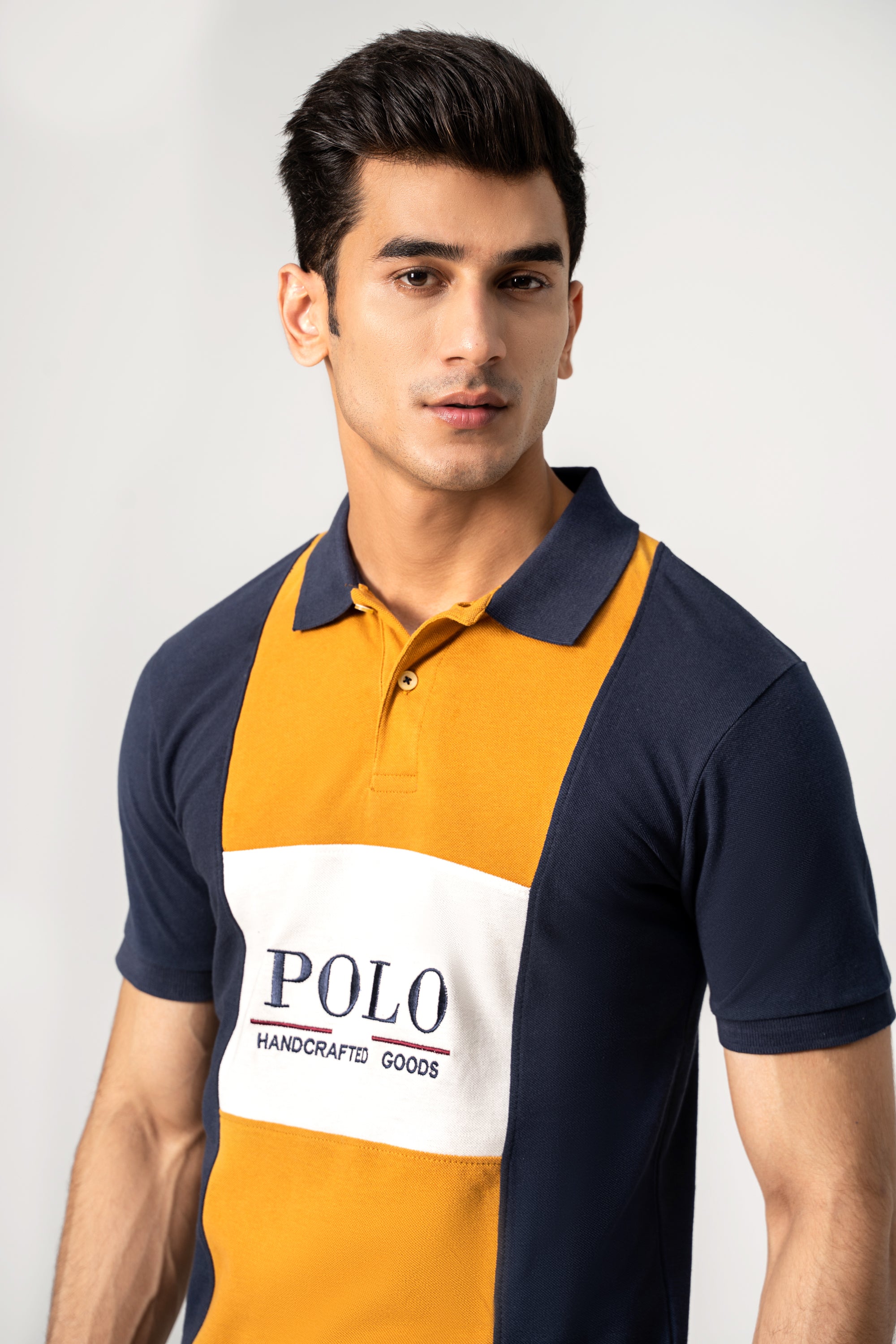 FASHION POLO NAVY MUSTARD WHITE
