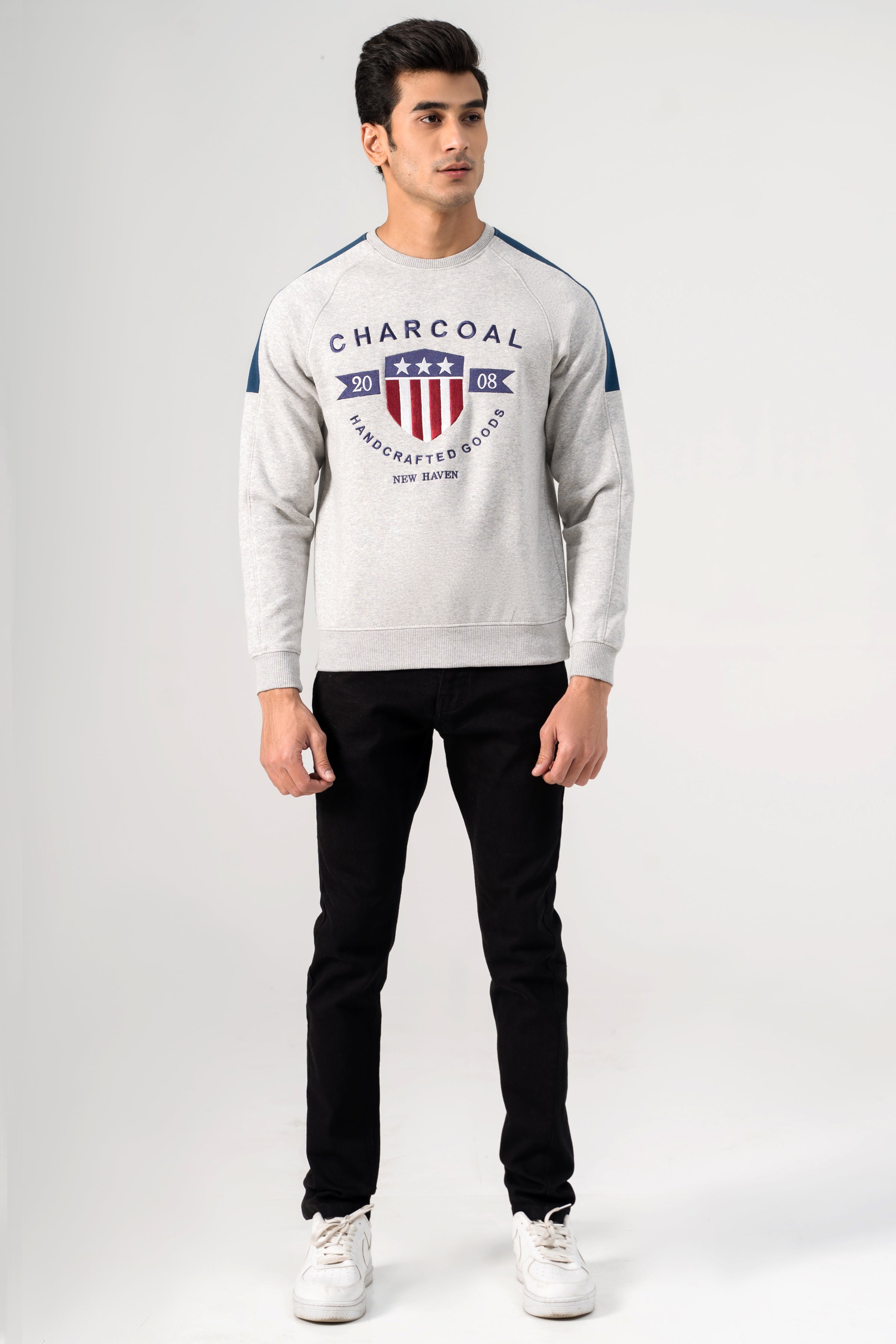 CREW NECK SWEAT SHIRT HEATHER GREY