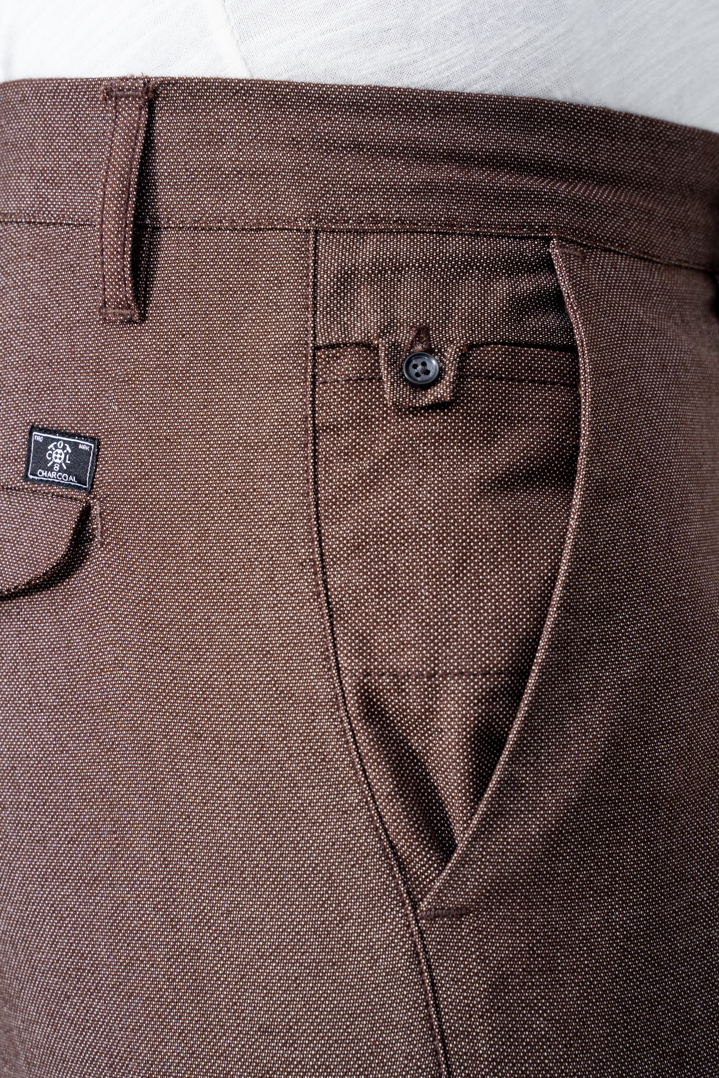 CROSS POCKET TEXTURED PANT BROWN