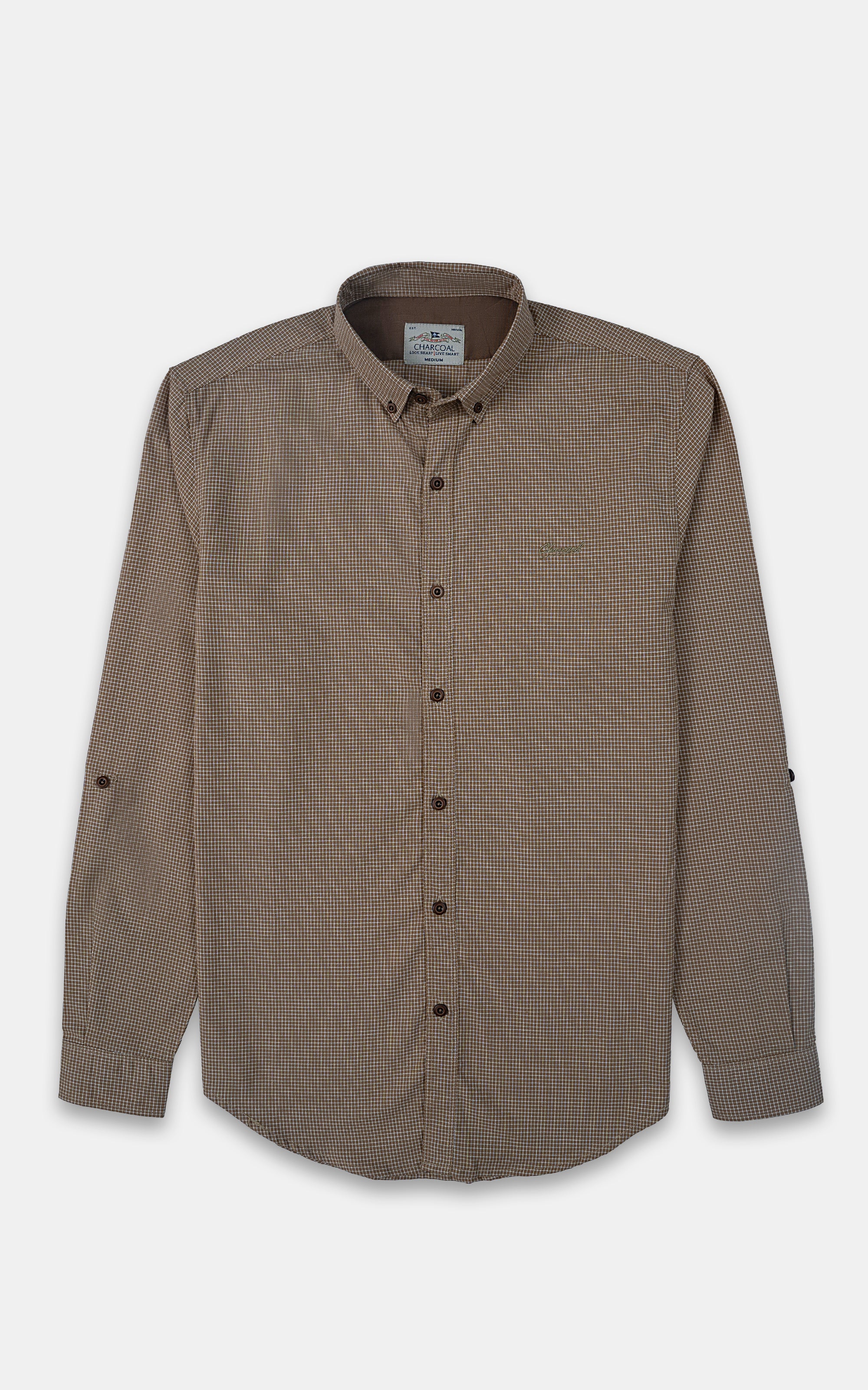 CASUAL SHIRT KHAKI CHECK