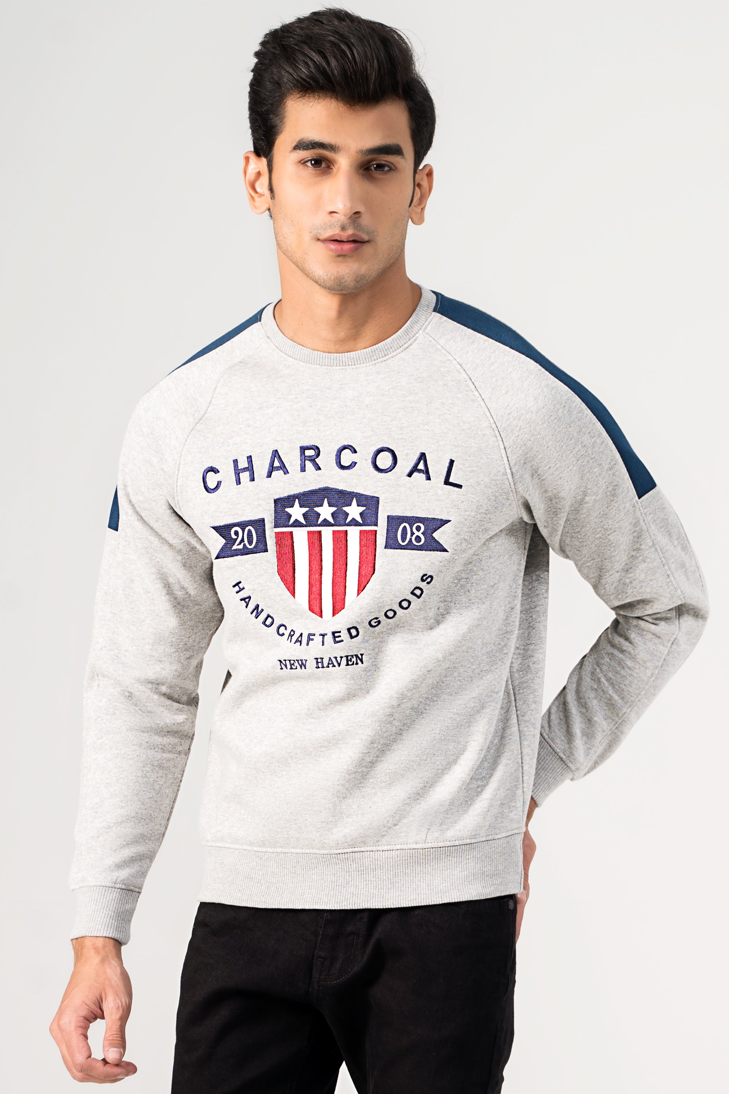 CREW NECK SWEAT SHIRT HEATHER GREY