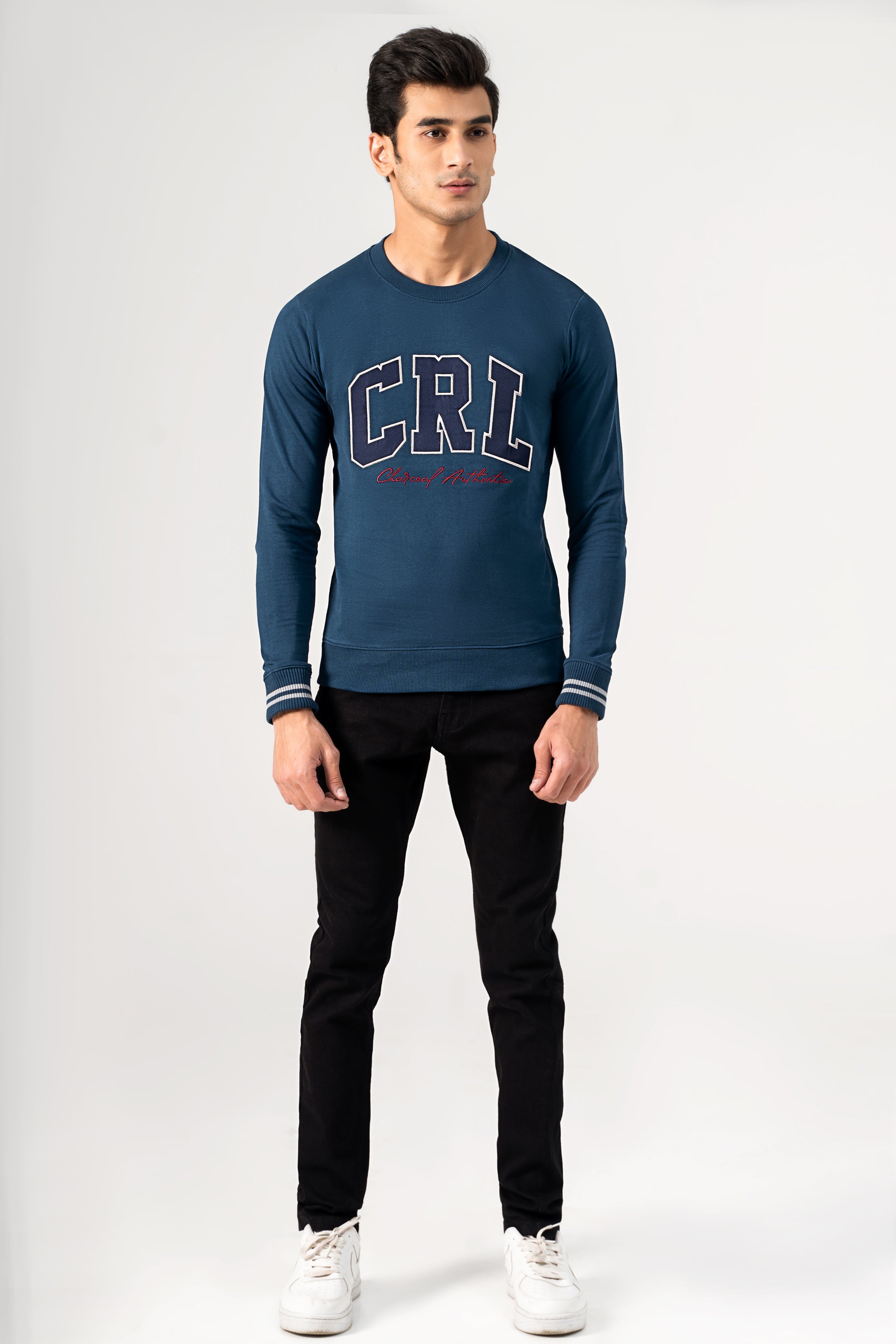 CREW NECK SWEAT SHIRT TEAL BLUE