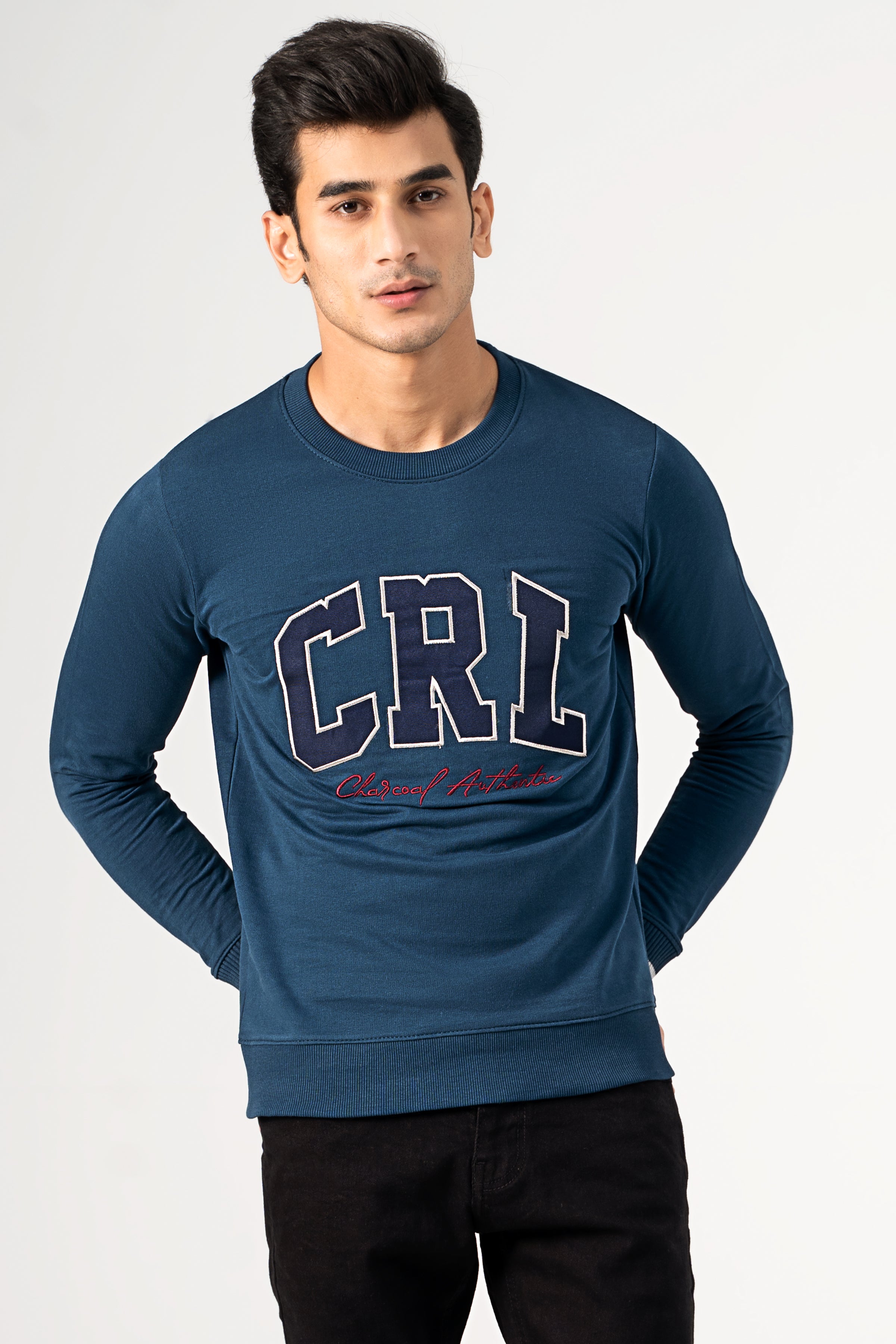 CREW NECK SWEAT SHIRT TEAL BLUE