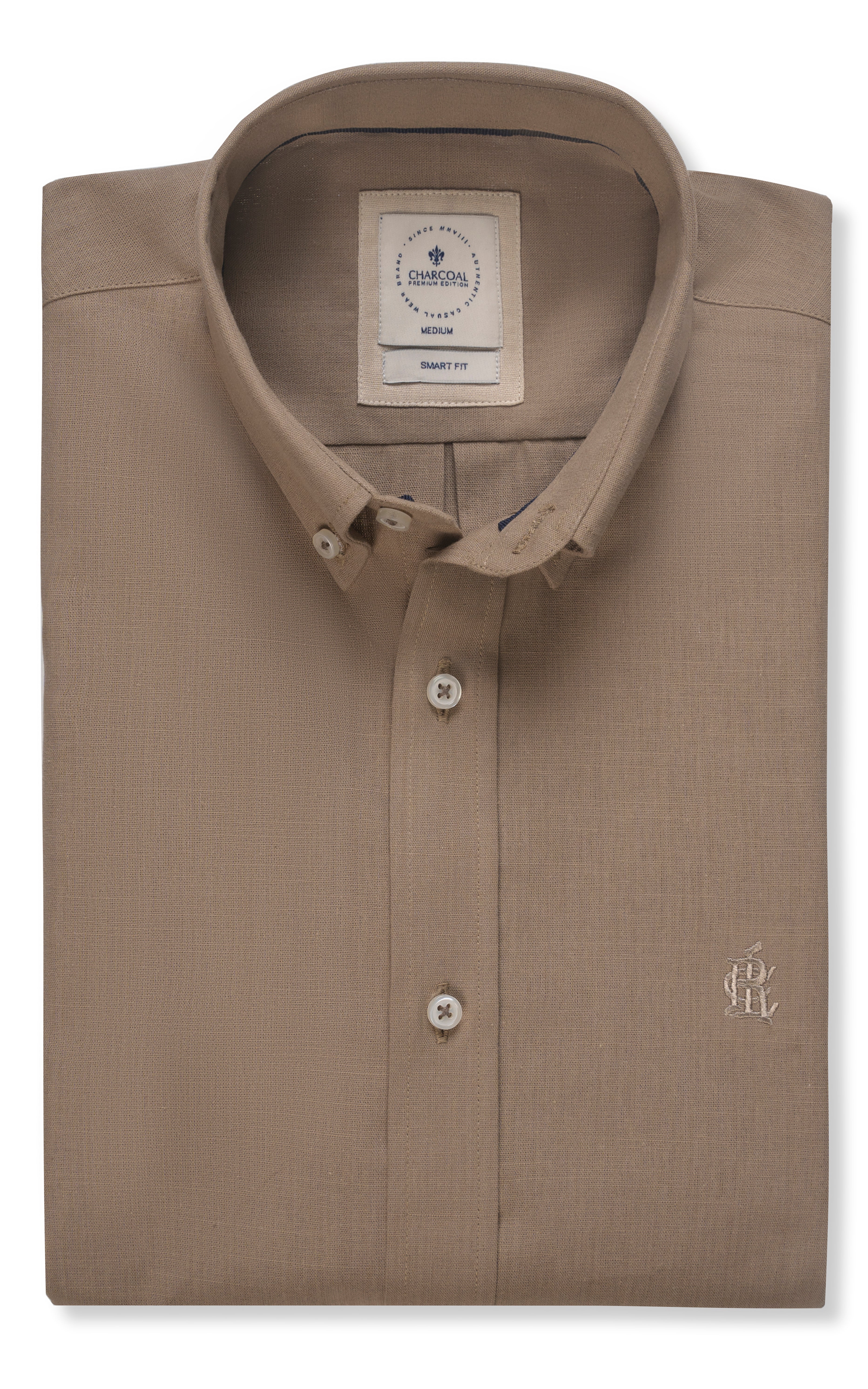 BUTTON DOWN COLLAR SHIRT SMART SHIRT BROWN