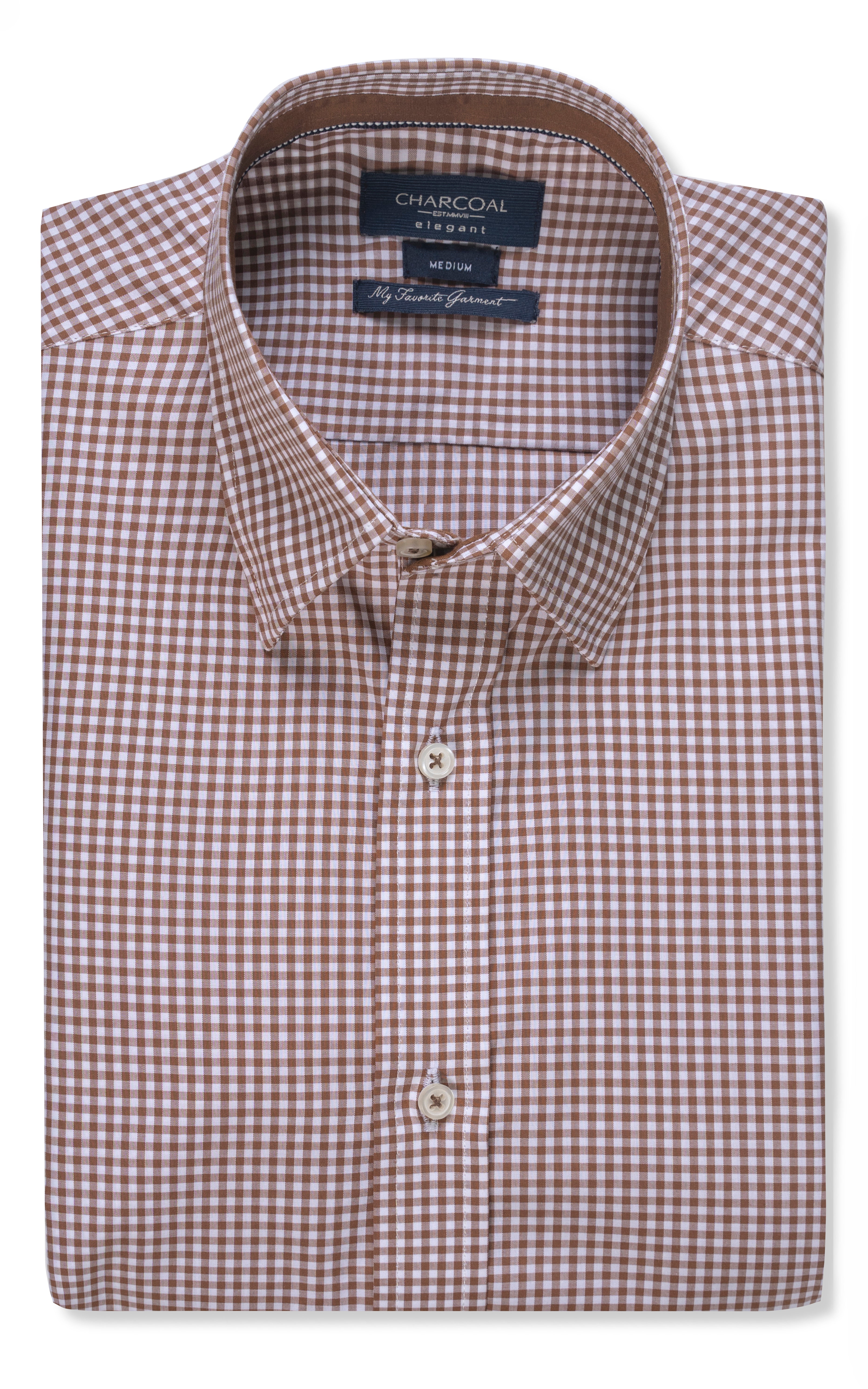SEMI FORMAL SHIRT LIGHT BROWN CHECK