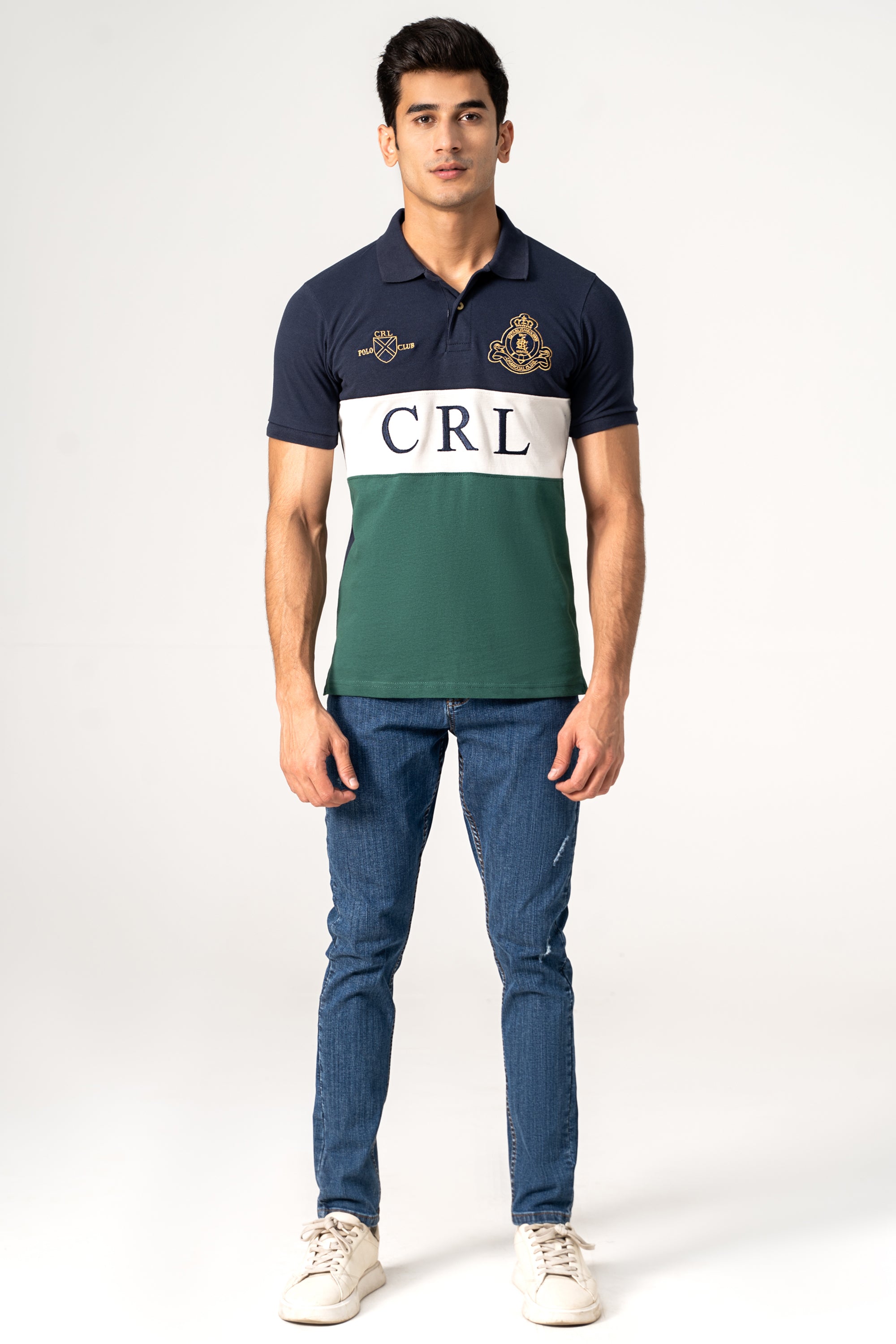 FASHION POLO NAVY WHITE GREEN